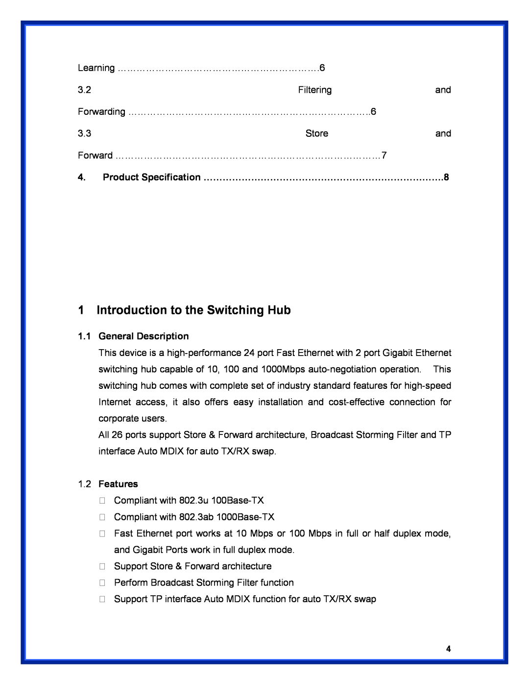 Advantek Networks ANS-2402G user manual Introduction to the Switching Hub 