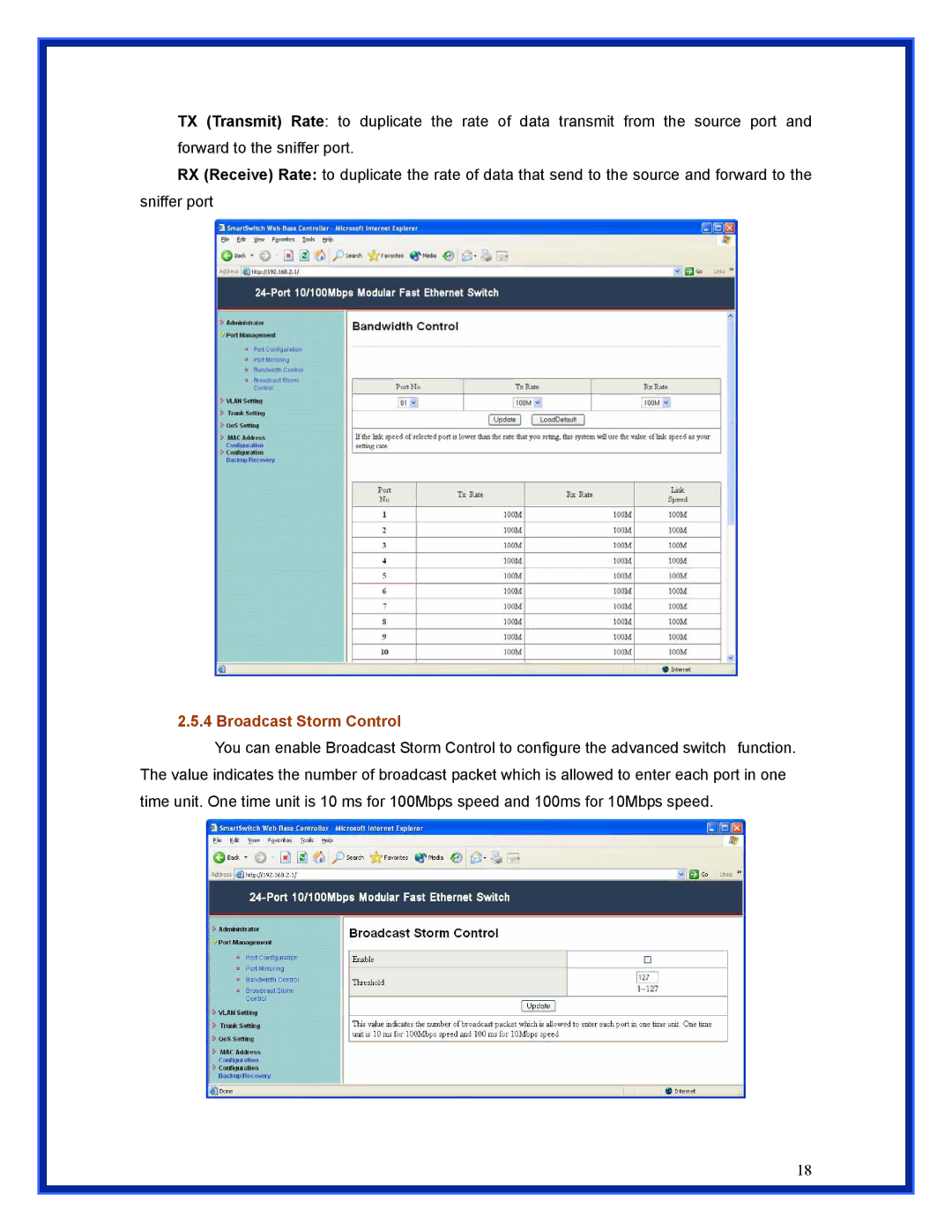 Advantek Networks ANS-24RV user manual Broadcast Storm Control 