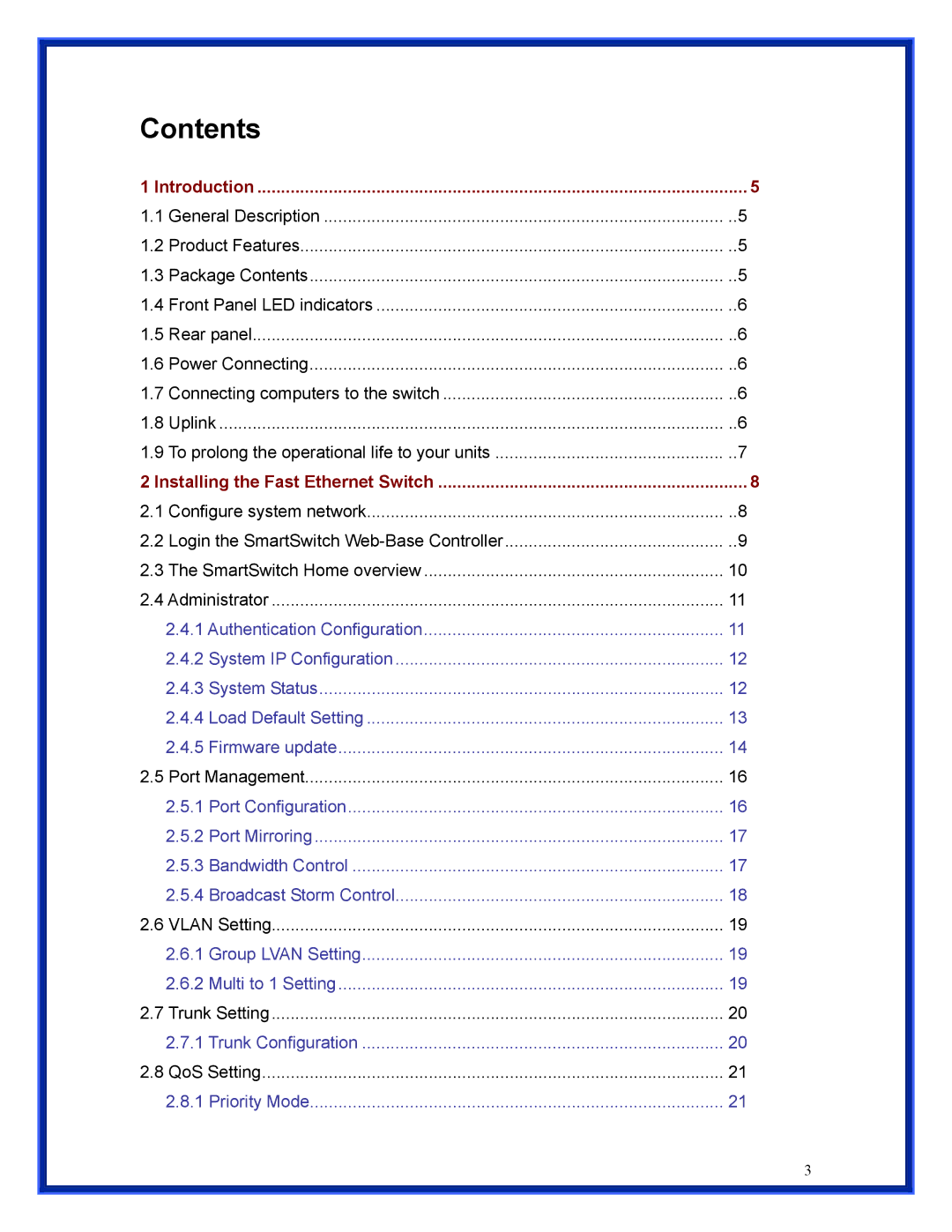 Advantek Networks ANS-24RV user manual Contents 