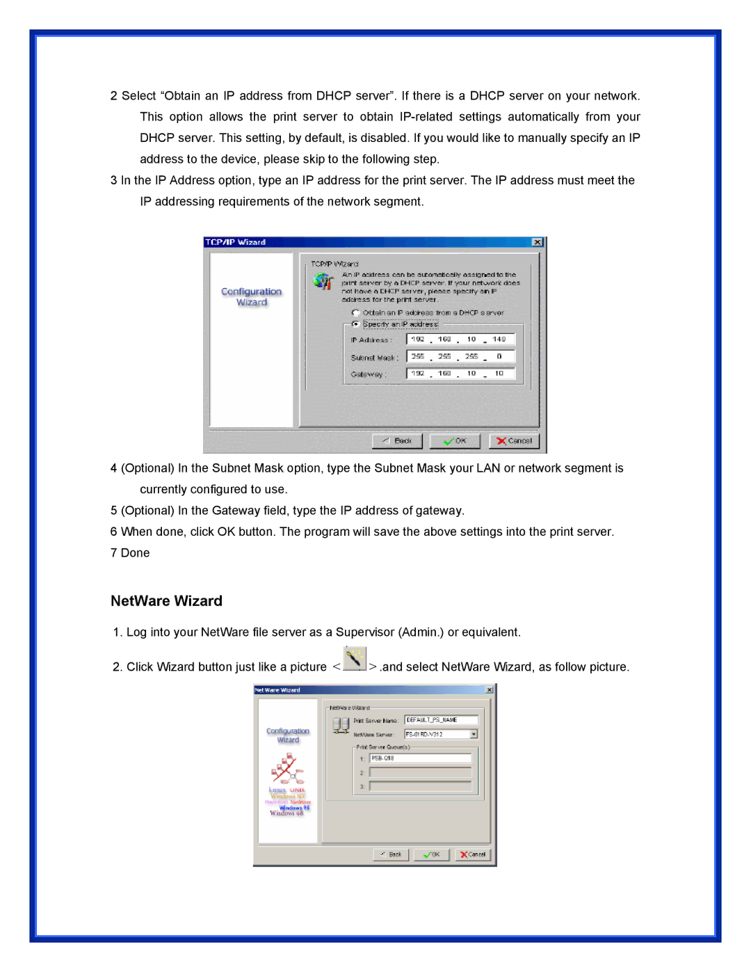 Advantek Networks APS-U3100 user manual NetWare Wizard 