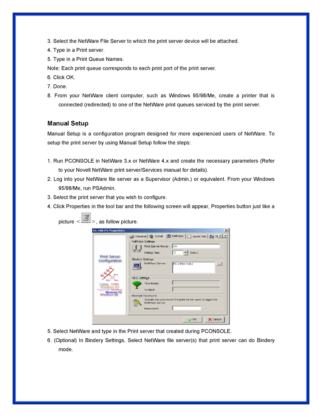 Advantek Networks APS-U3100 user manual Manual Setup 