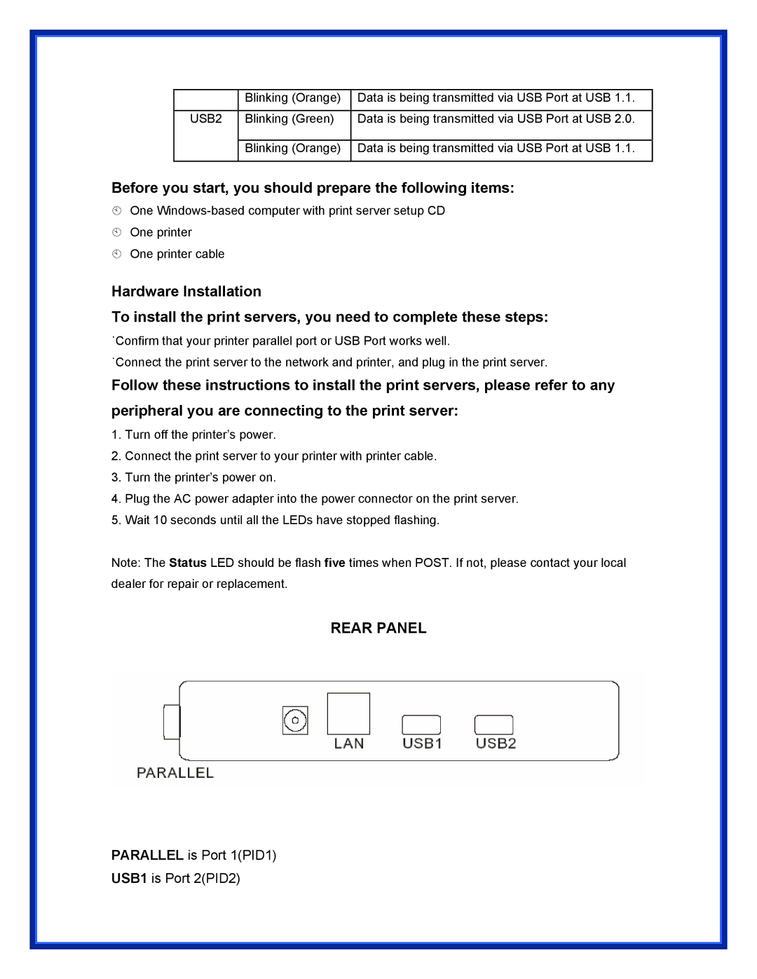 Advantek Networks APS-U3100 user manual Before you start, you should prepare the following items, Rear Panel 