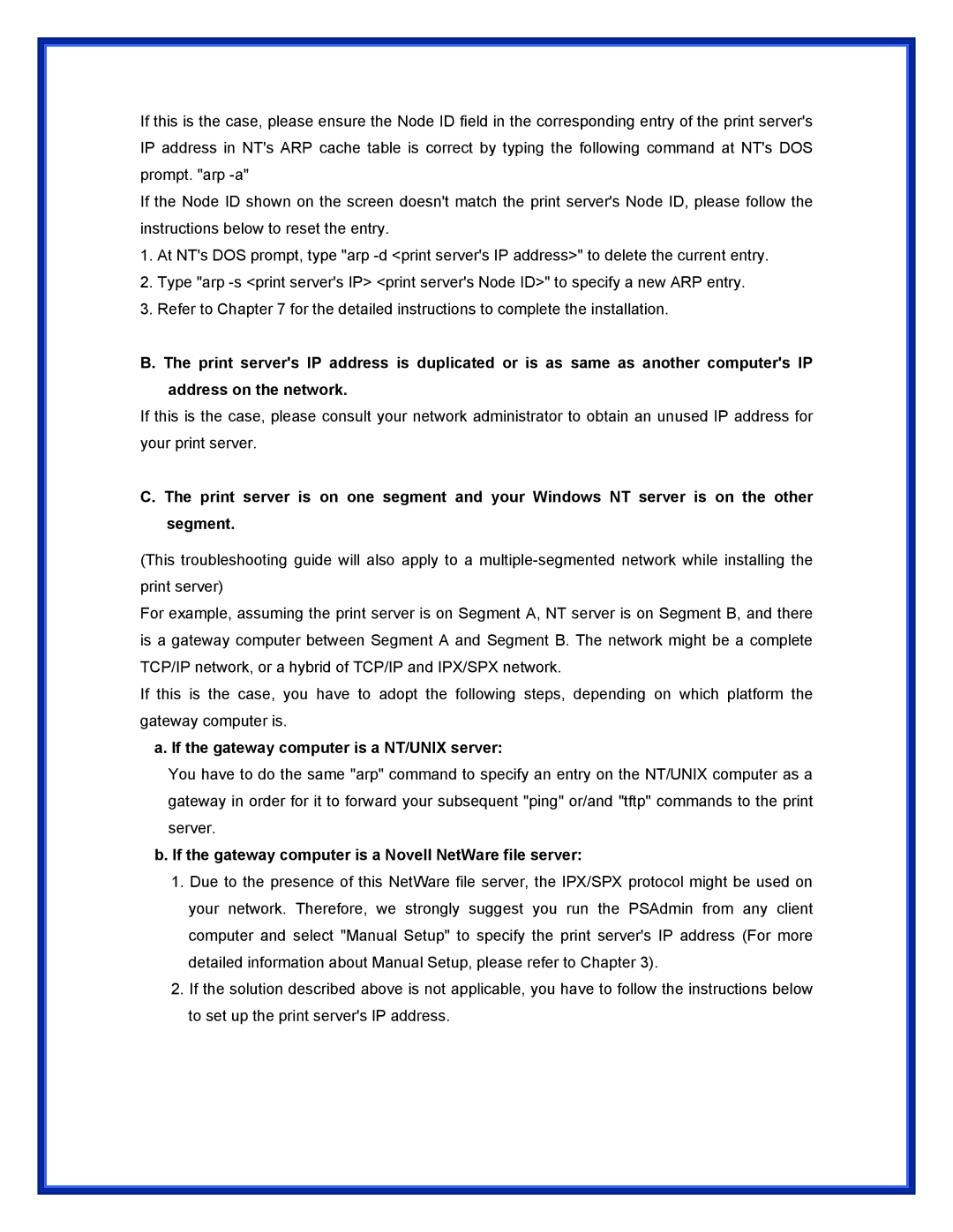 Advantek Networks APS-U3100 user manual If the gateway computer is a NT/UNIX server 