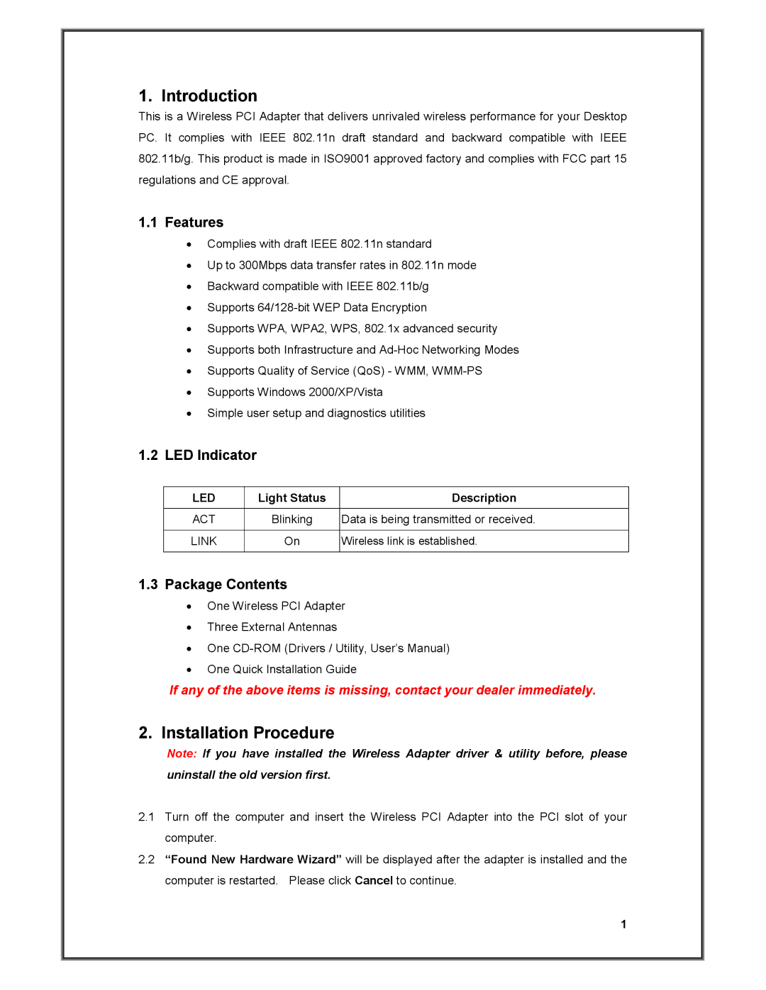 Advantek Networks AWN-11N-PCI manual Introduction 