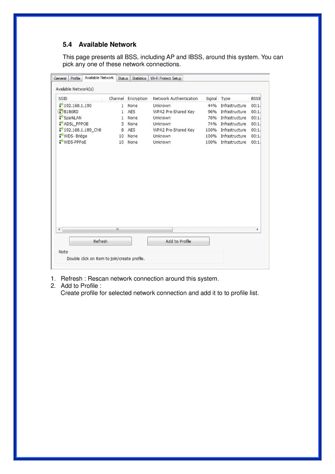 Advantek Networks AWN-11N-USB manual Available Network 