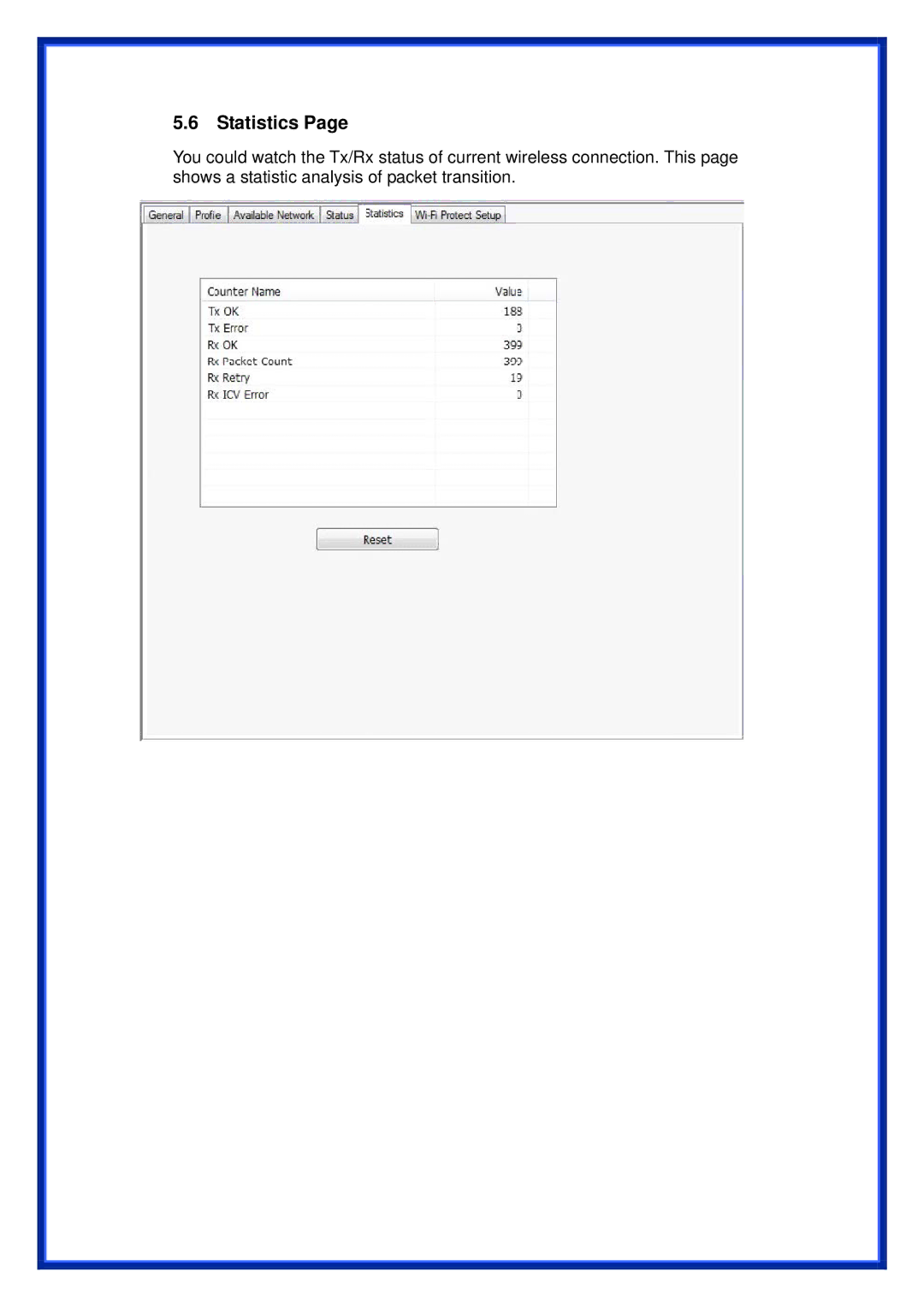 Advantek Networks AWN-11N-USB manual Statistics 