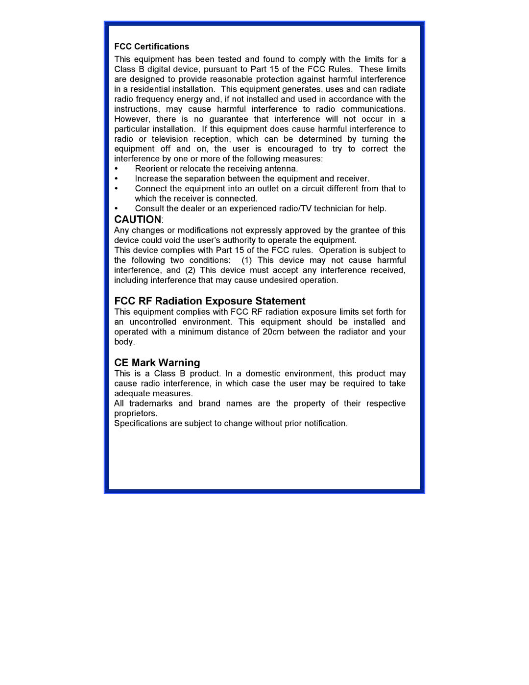 Advantek Networks AWN-AP-54MR user manual FCC RF Radiation Exposure Statement, CE Mark Warning 