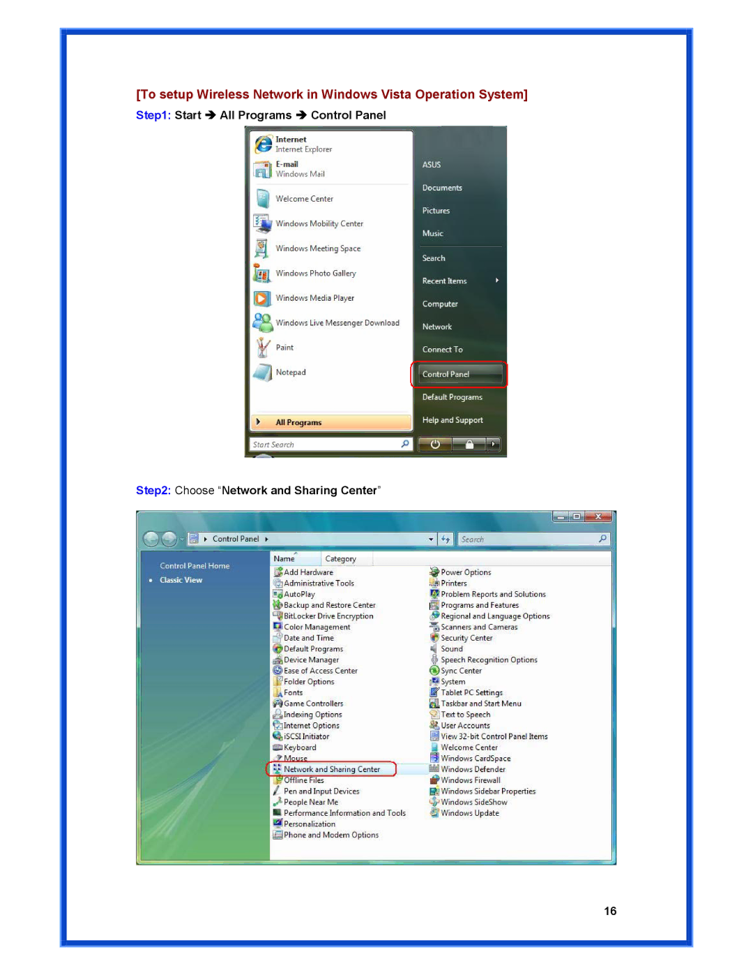 Advantek Networks AWN-MIMO-54RA user manual To setup Wireless Network in Windows Vista Operation System 