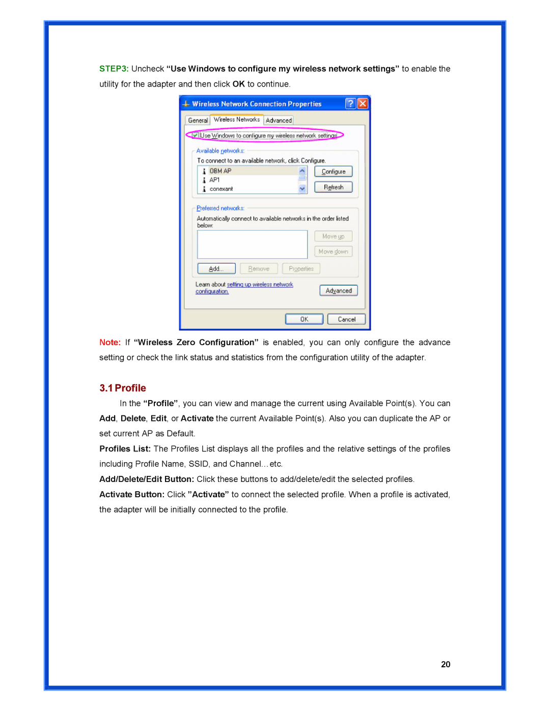 Advantek Networks AWN-MIMO-54RA user manual Profile 