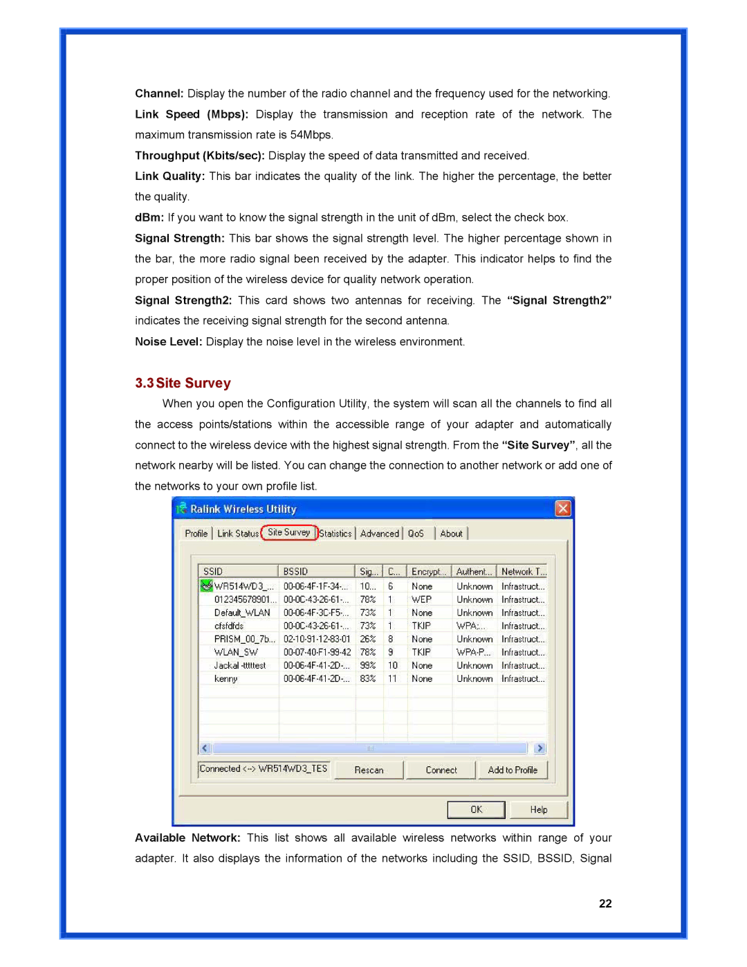 Advantek Networks AWN-MIMO-54RA user manual 3Site Survey 