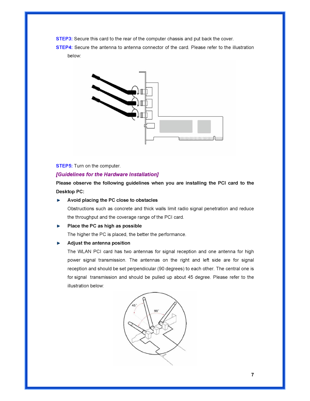 Advantek Networks AWN-MIMO-54RA user manual Place the PC as high as possible, Adjust the antenna position 