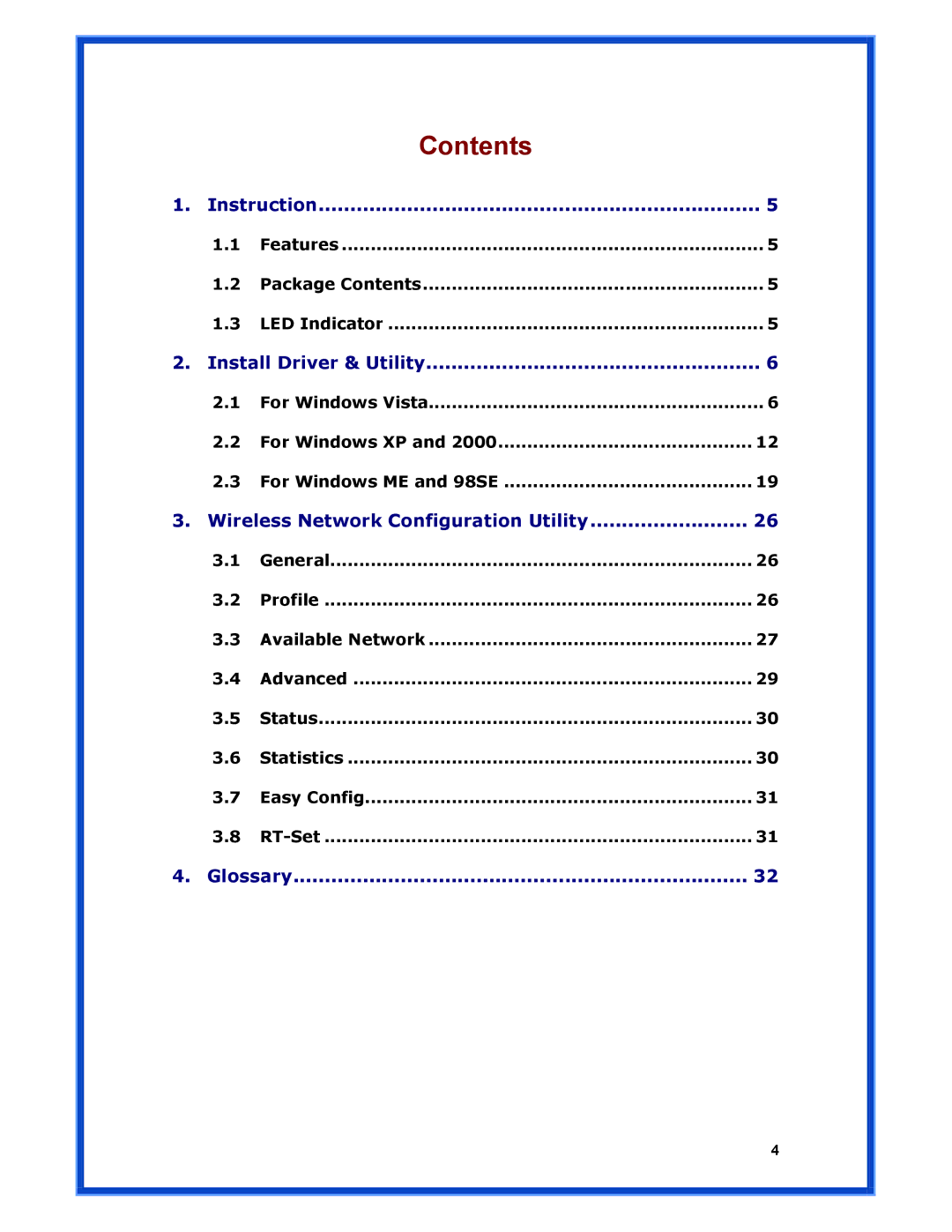 Advantek Networks AWN-PCI-54R user manual Contents 