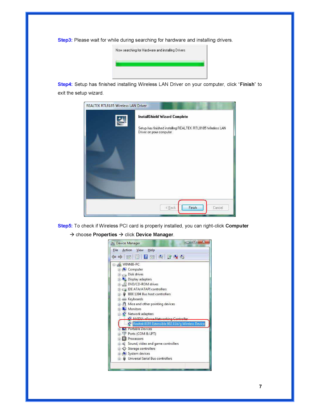 Advantek Networks AWN-PCI-54R user manual 