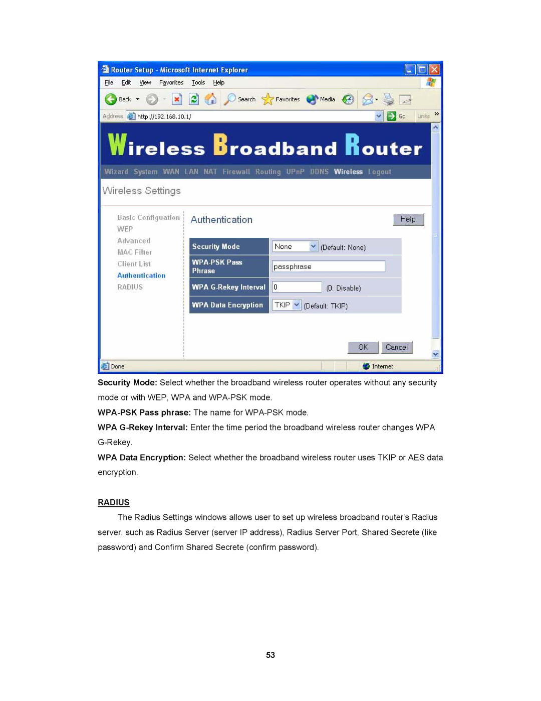 Advantek Networks AWR-854G, Wireless LAN 802.11g/b, 54Mbps/2.4GHz Broadband Router with Firewall Support user manual Radius 