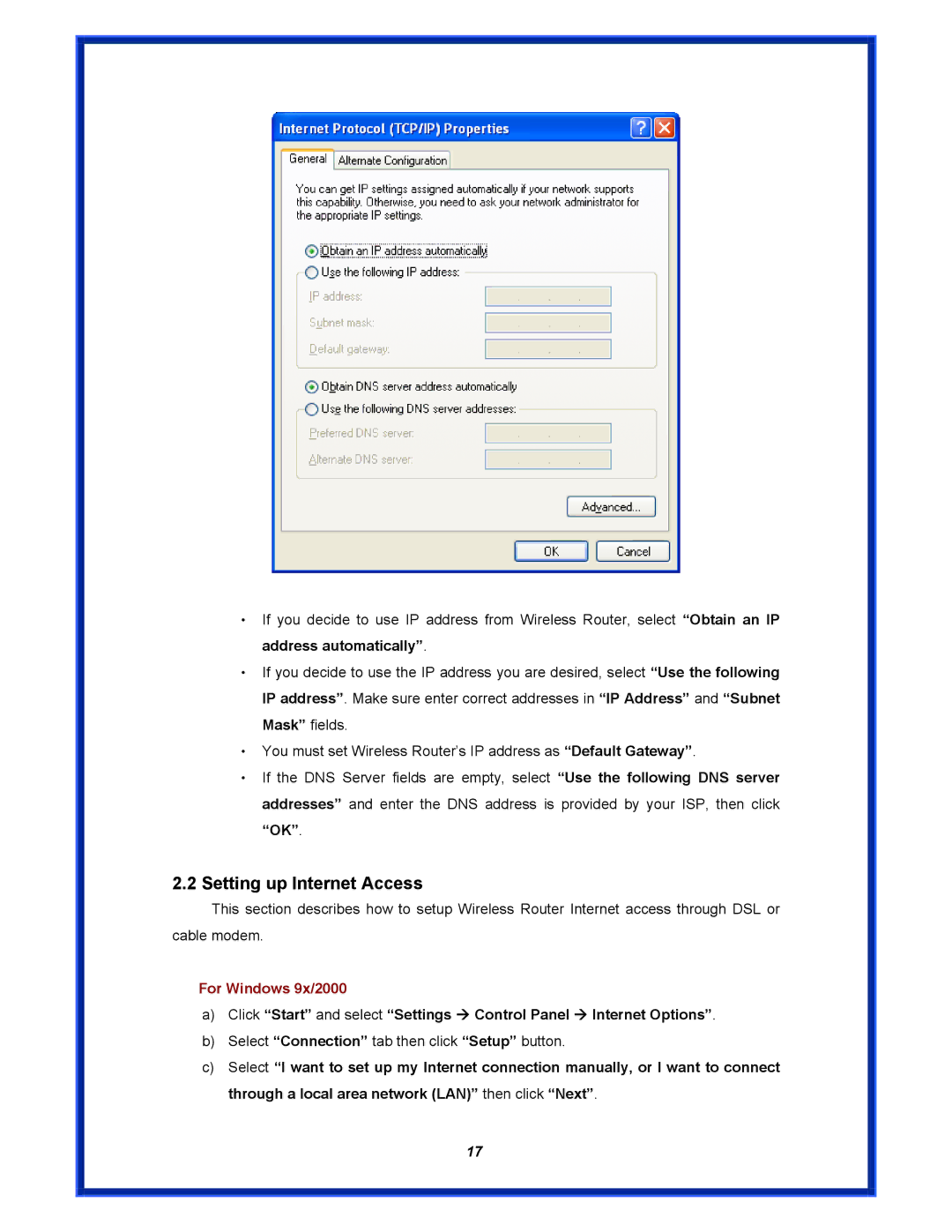 Advantek Networks AWR-MIMO-54RA user manual For Windows 9x/2000 