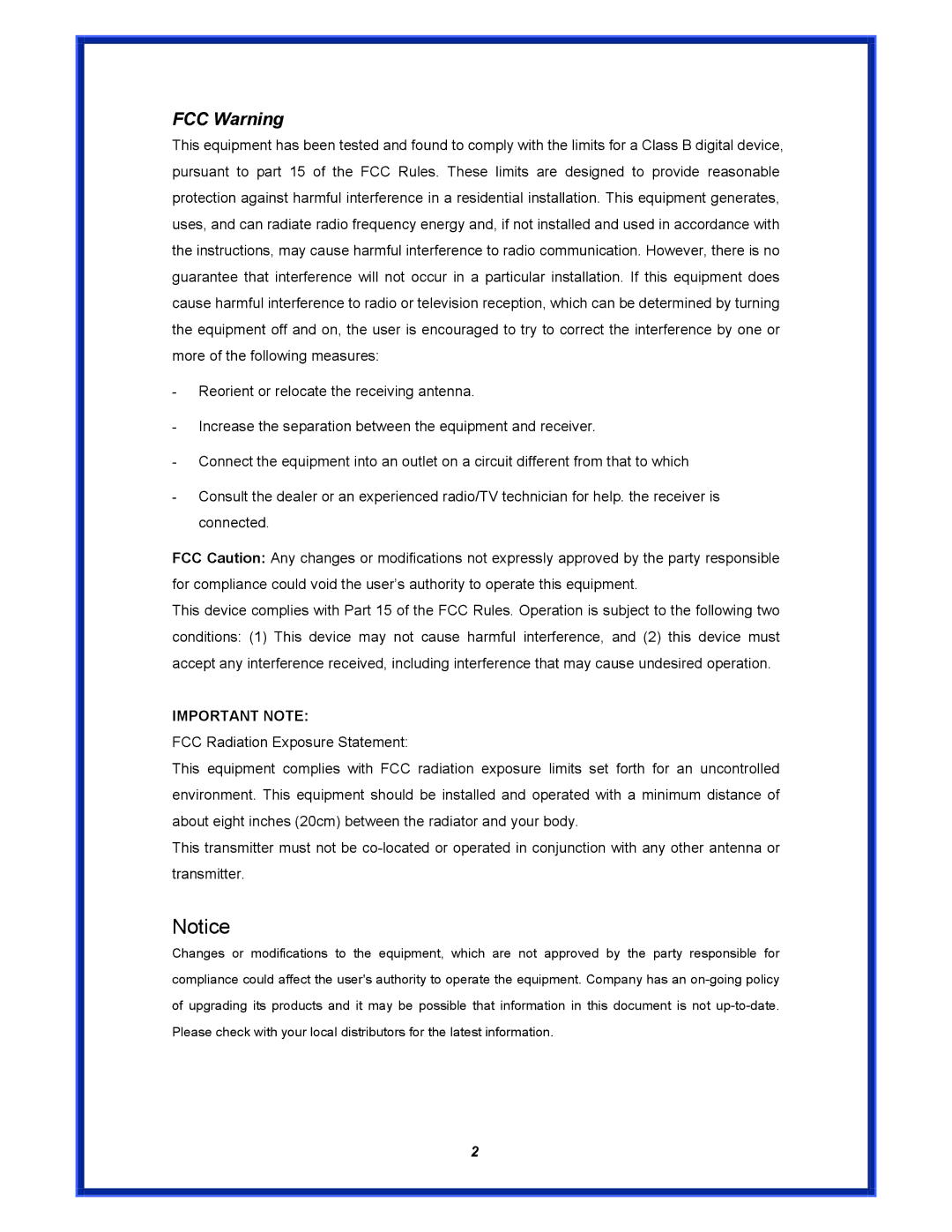 Advantek Networks AWR-MIMO-54RA user manual FCC Warning 