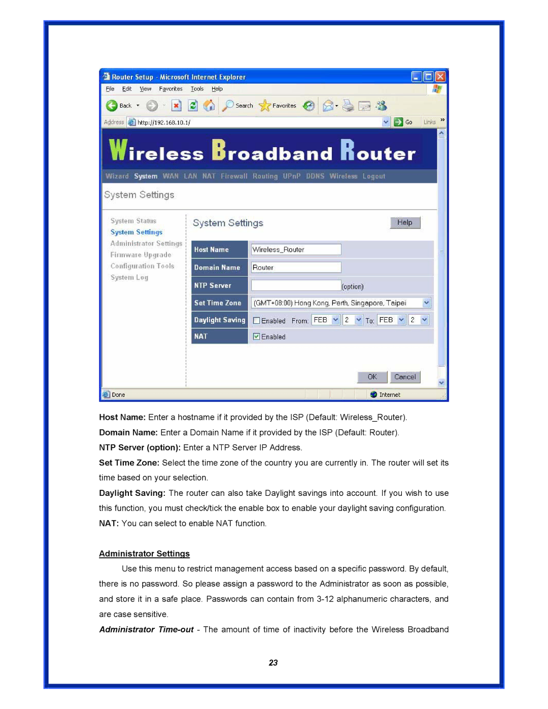 Advantek Networks AWR-MIMO-54RA user manual Administrator Settings 