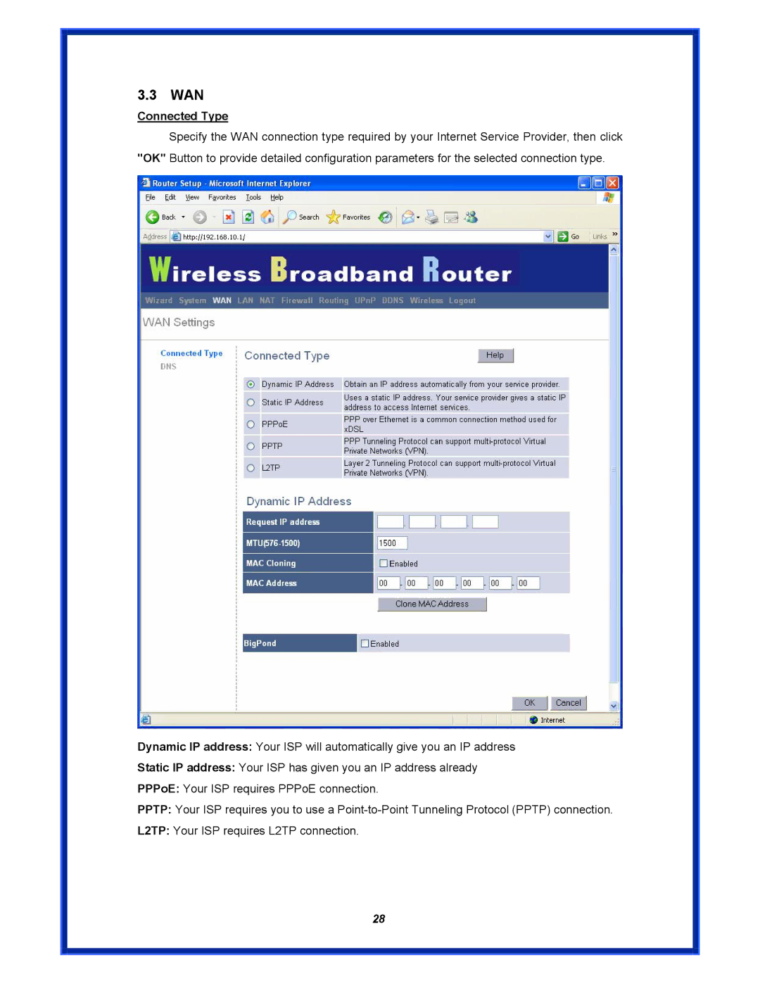 Advantek Networks AWR-MIMO-54RA user manual Connected Type 