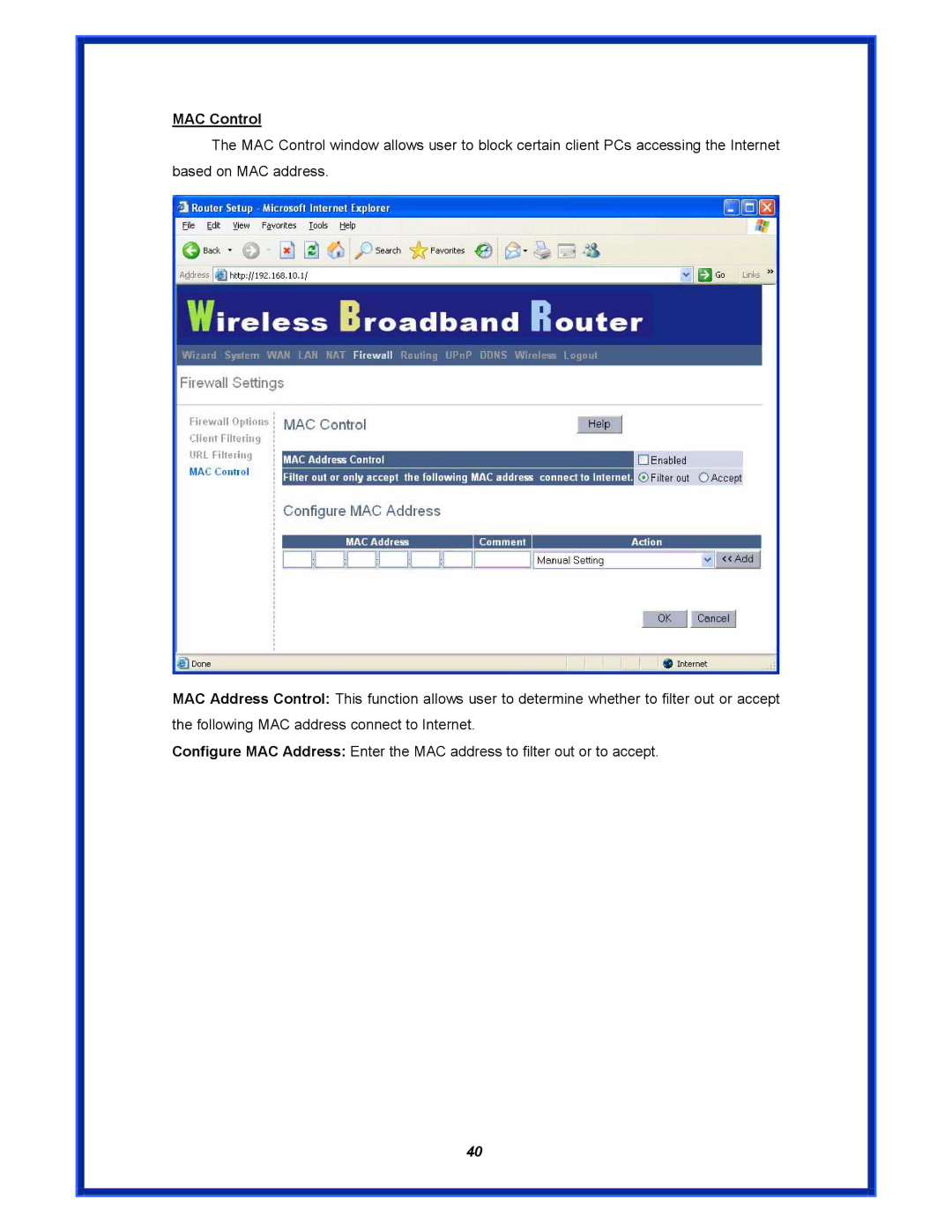 Advantek Networks AWR-MIMO-54RA user manual MAC Control 