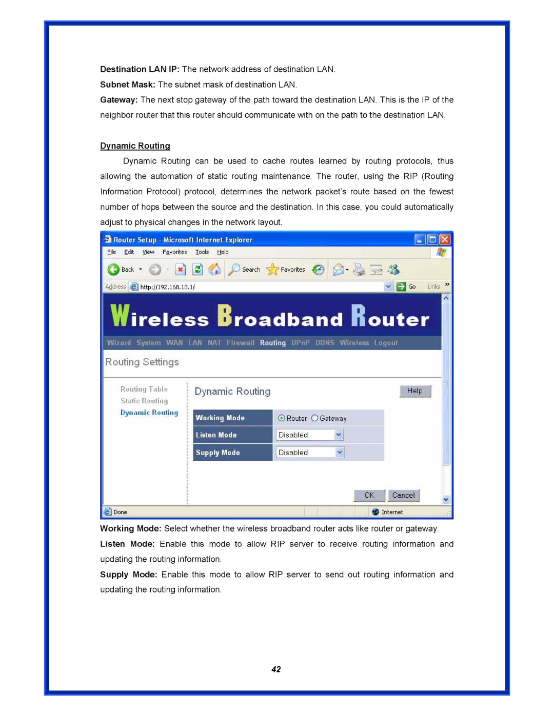 Advantek Networks AWR-MIMO-54RA user manual Dynamic Routing 