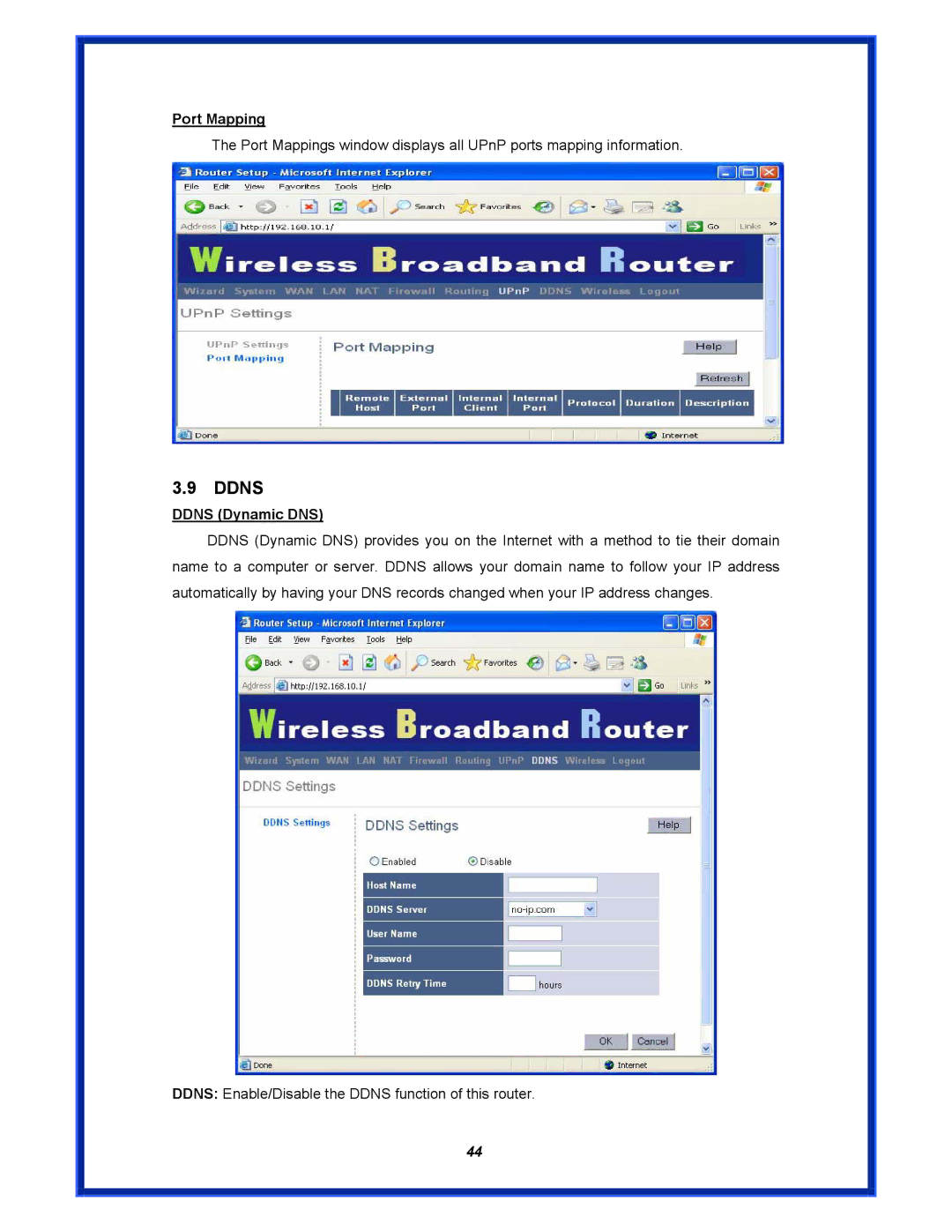 Advantek Networks AWR-MIMO-54RA user manual Port Mapping, Ddns Dynamic DNS 