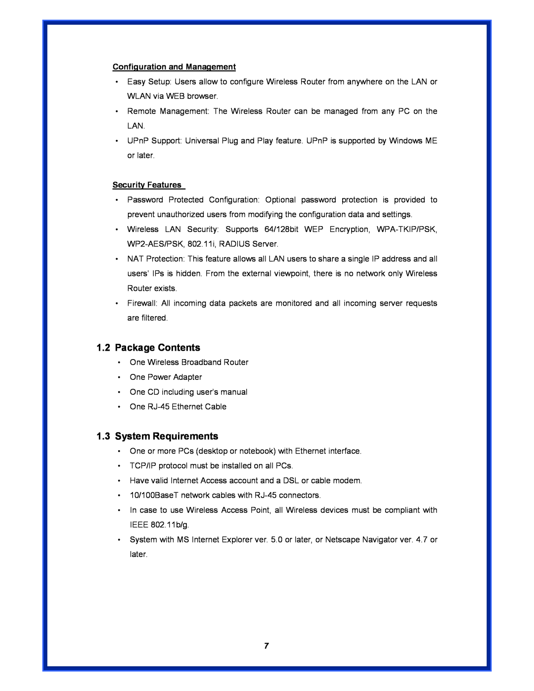 Advantek Networks AWR-MIMO-54RA user manual Configuration and Management, Security Features 