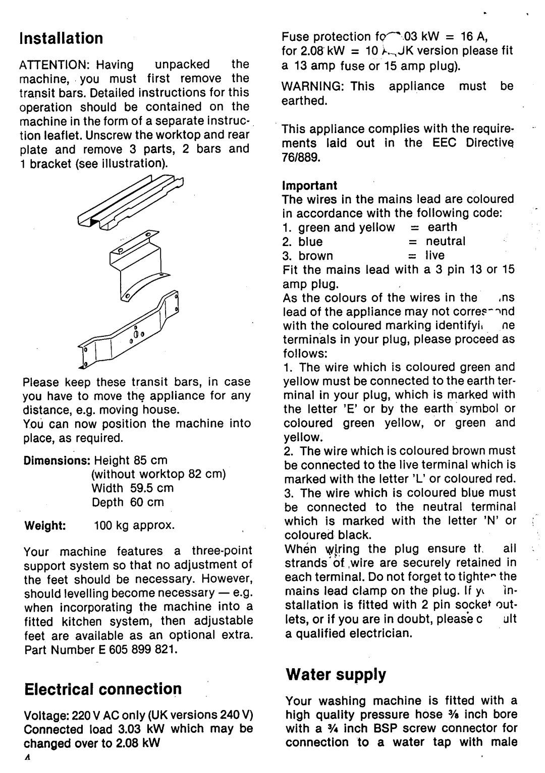 AEG 1003/803 manual 