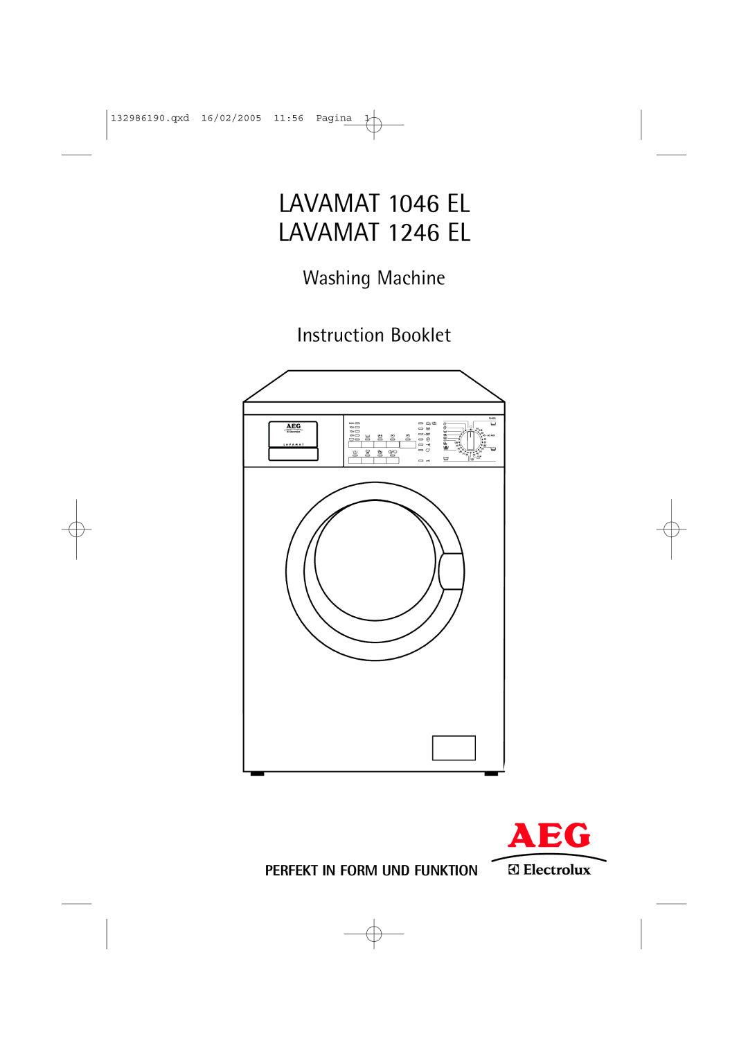 AEG 1246 EL, 1046 EL manual Washing Machine Instruction Booklet 