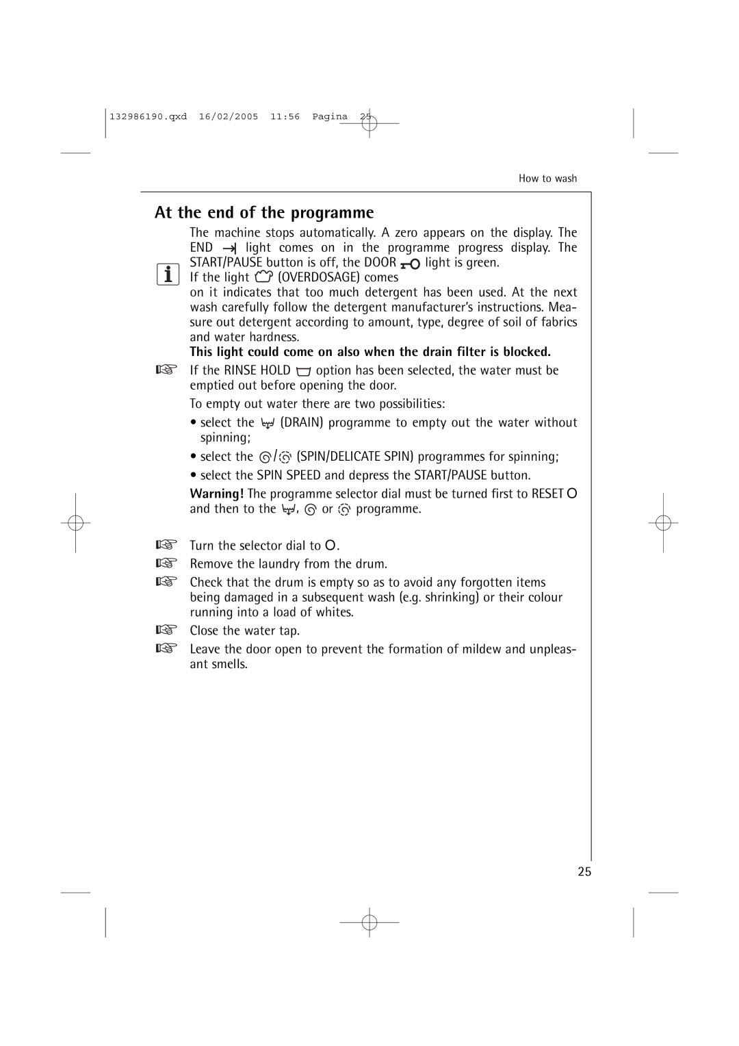 AEG 1246 EL, 1046 EL manual At the end of the programme 