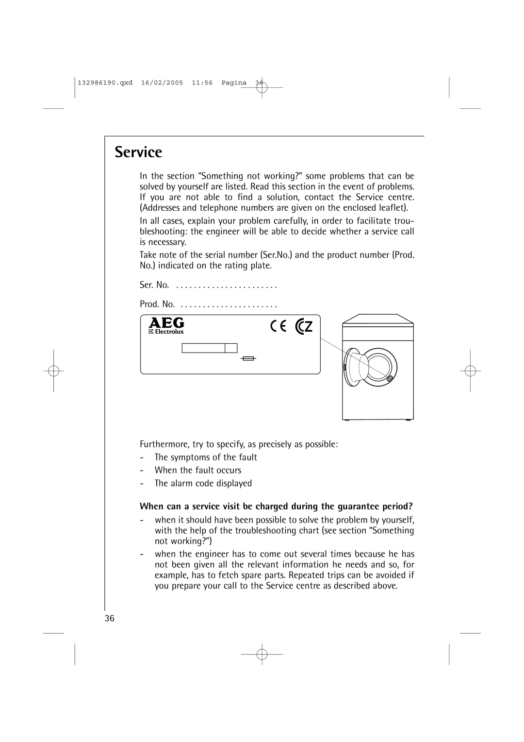 AEG 1046 EL, 1246 EL manual Service 