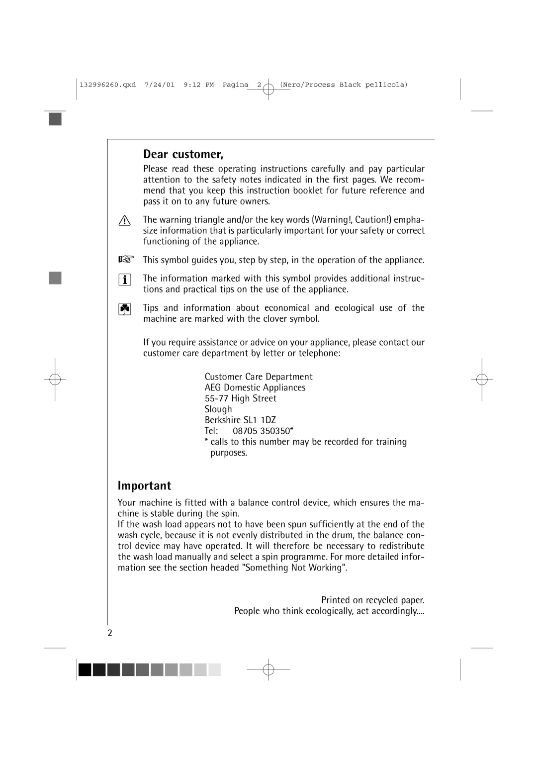 AEG 10500 VI manual Dear customer 