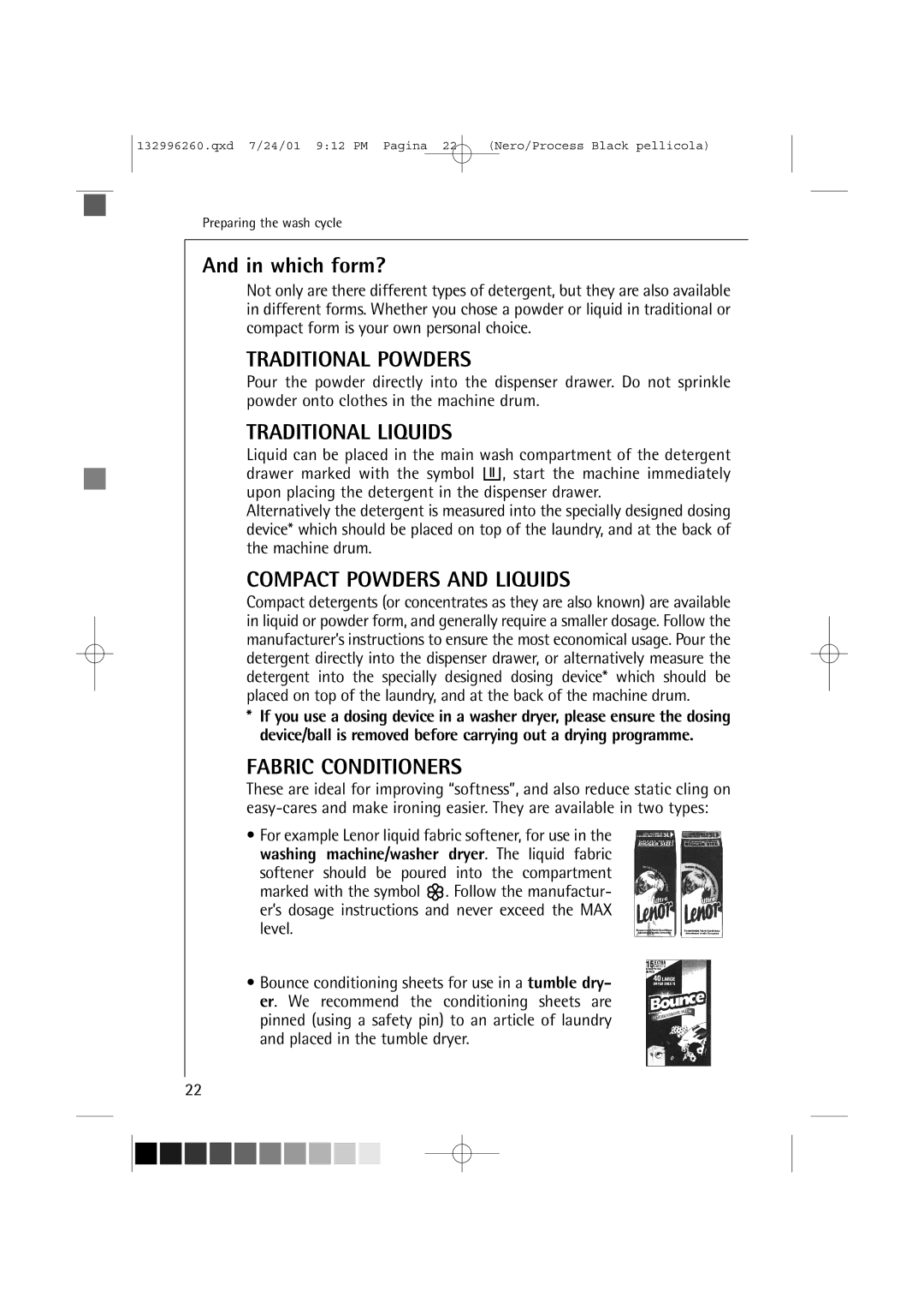 AEG 10500 VI manual Which form?, Traditional Powders 