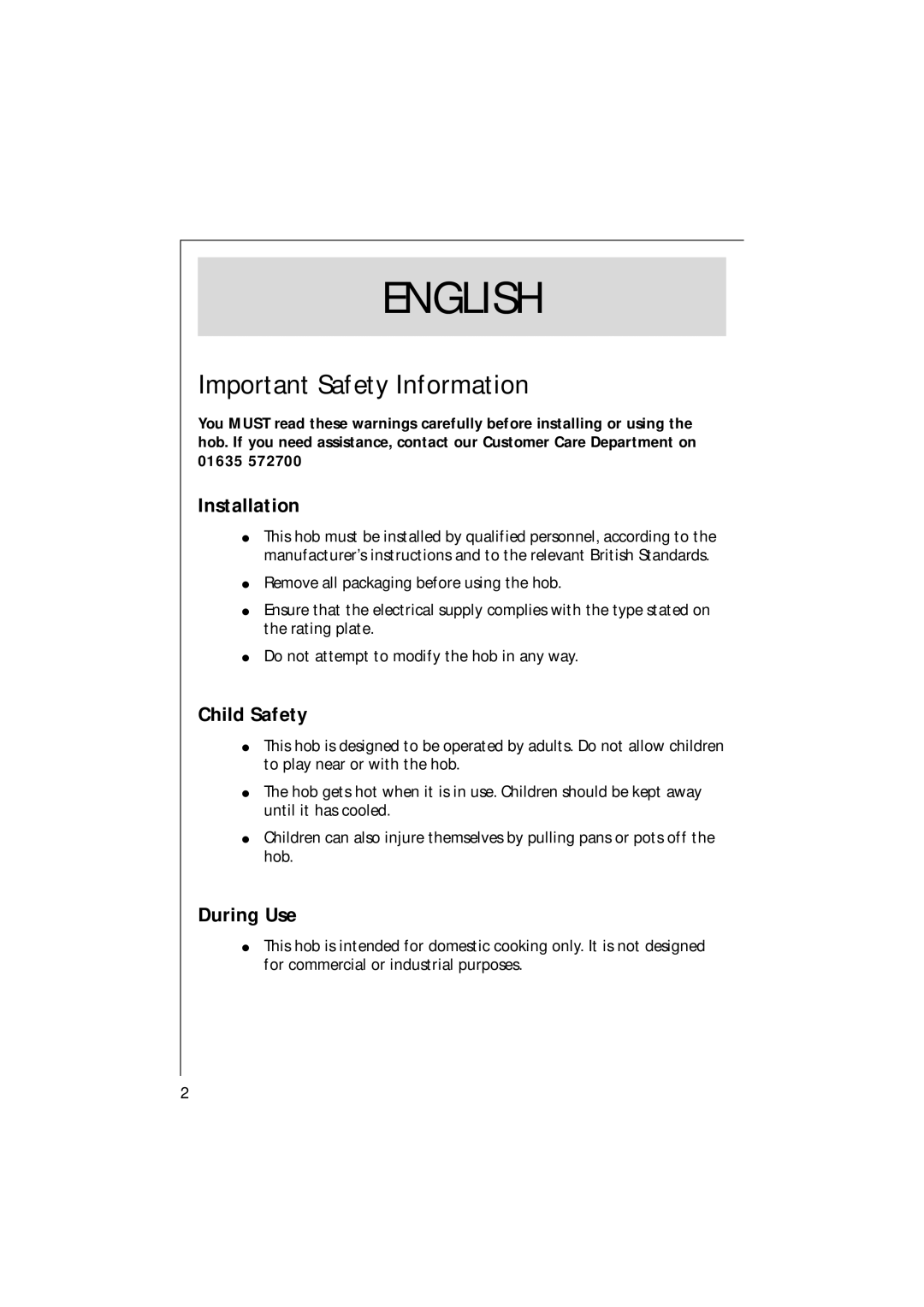 AEG 111 K - W/D/G manual Installation, Child Safety, During Use 