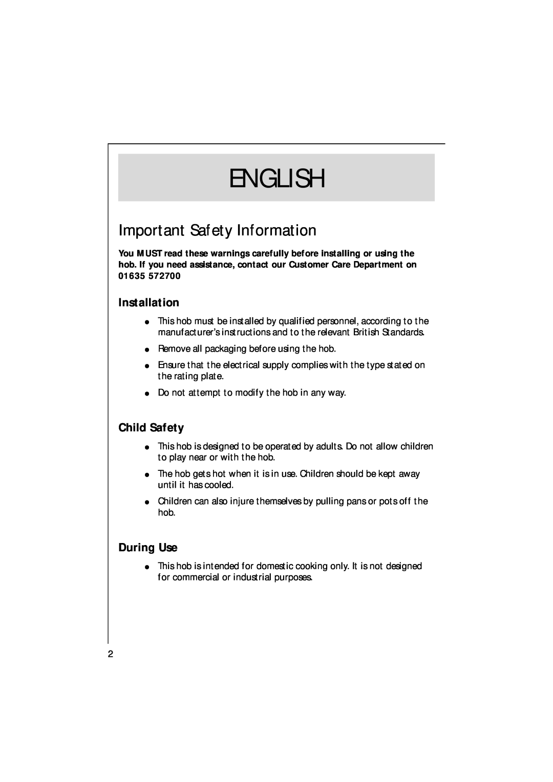 AEG 111 K - W/D/G manual Important Safety Information, Installation, Child Safety, During Use, English 