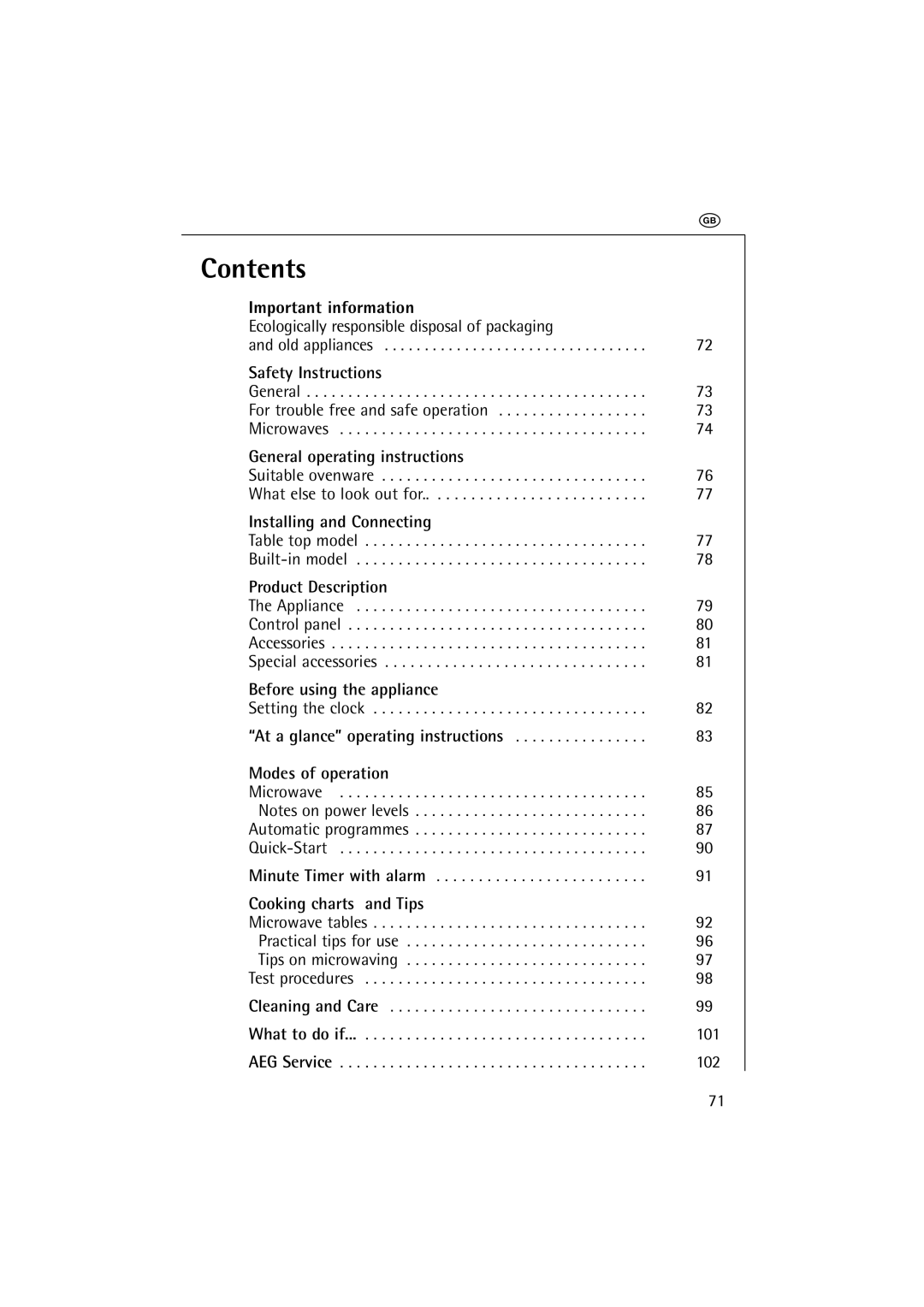 AEG 1231 E manual Contents 