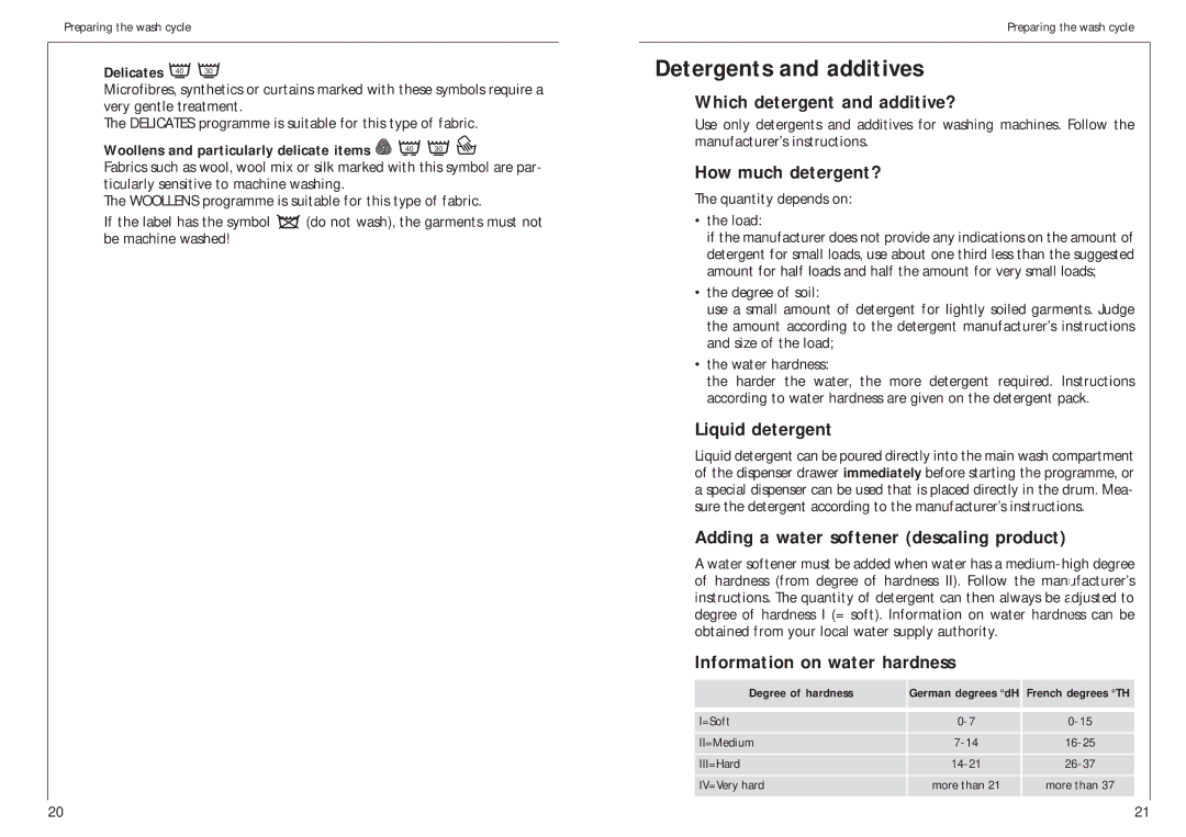 AEG 12700 manual Detergents and additives 