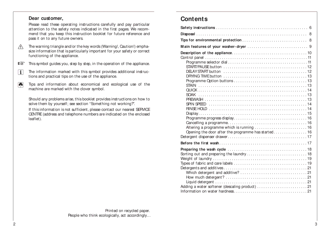 AEG 12700 manual Contents 