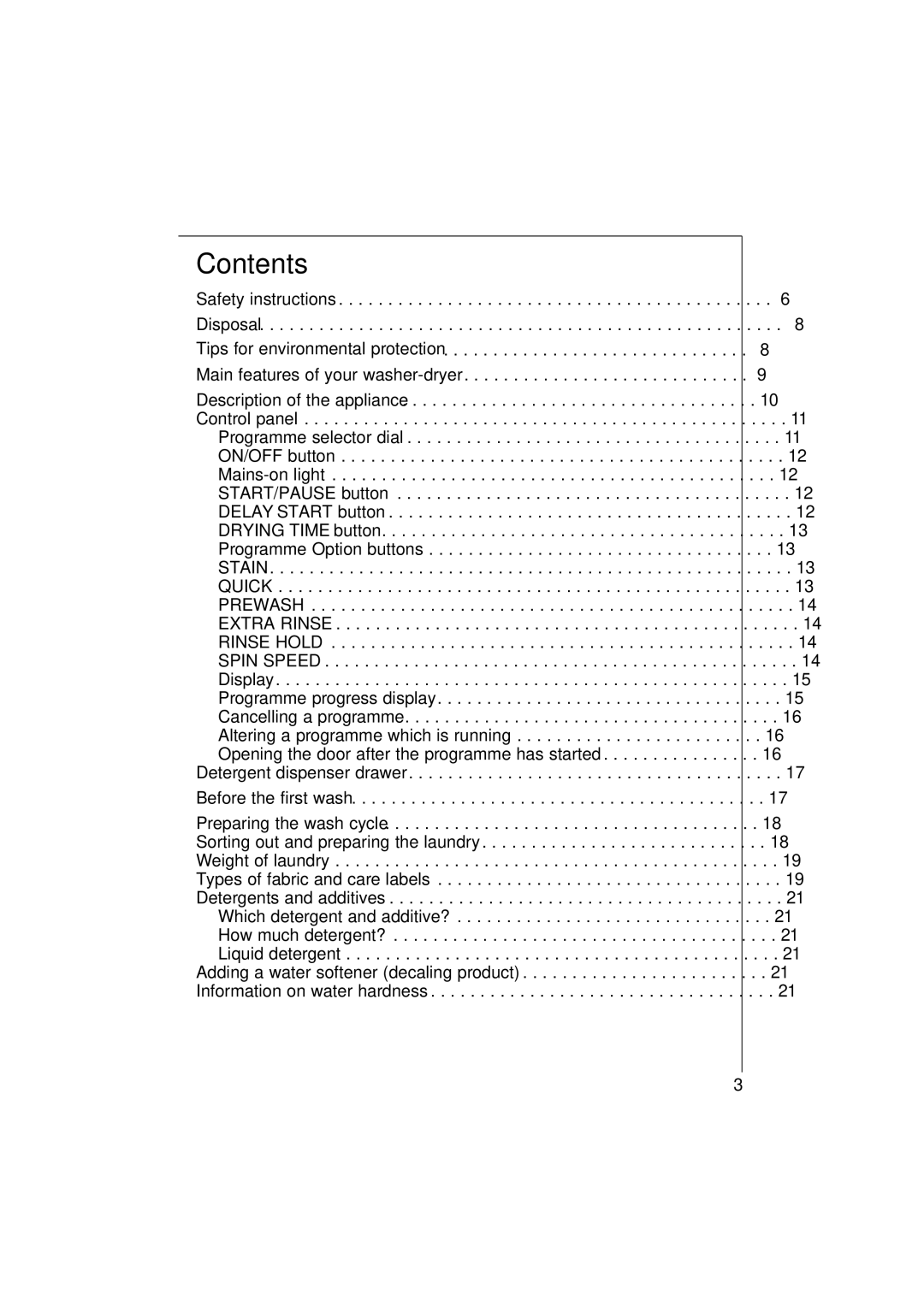 AEG 1271 manual Contents 