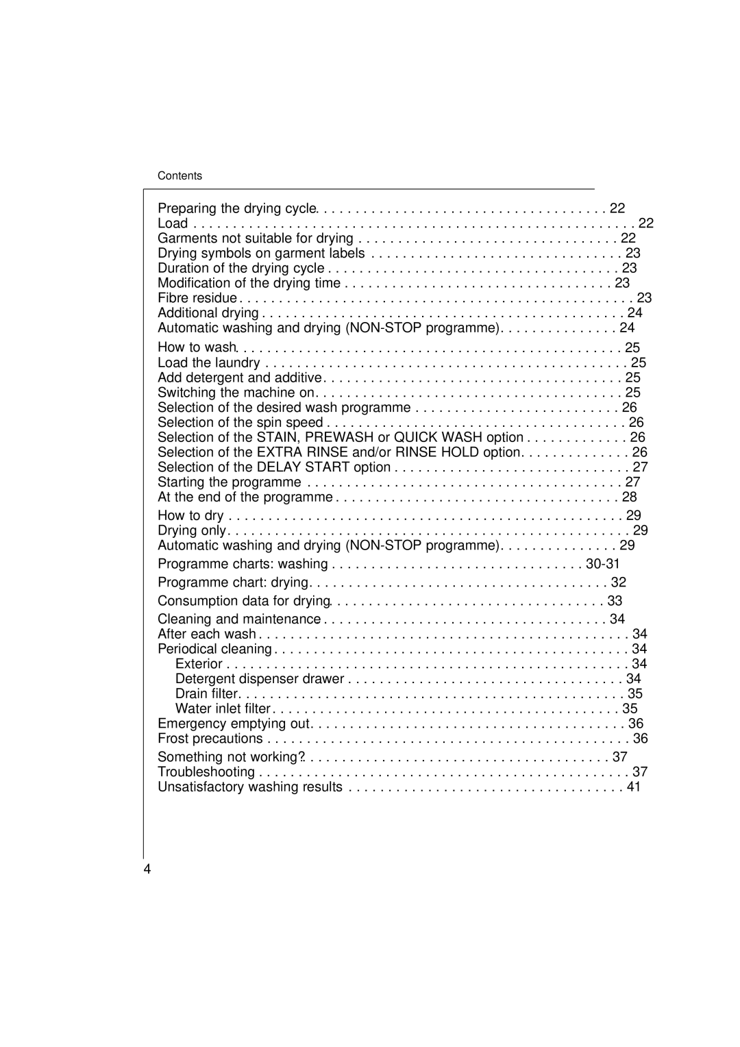 AEG 1271 manual Programme charts washing 