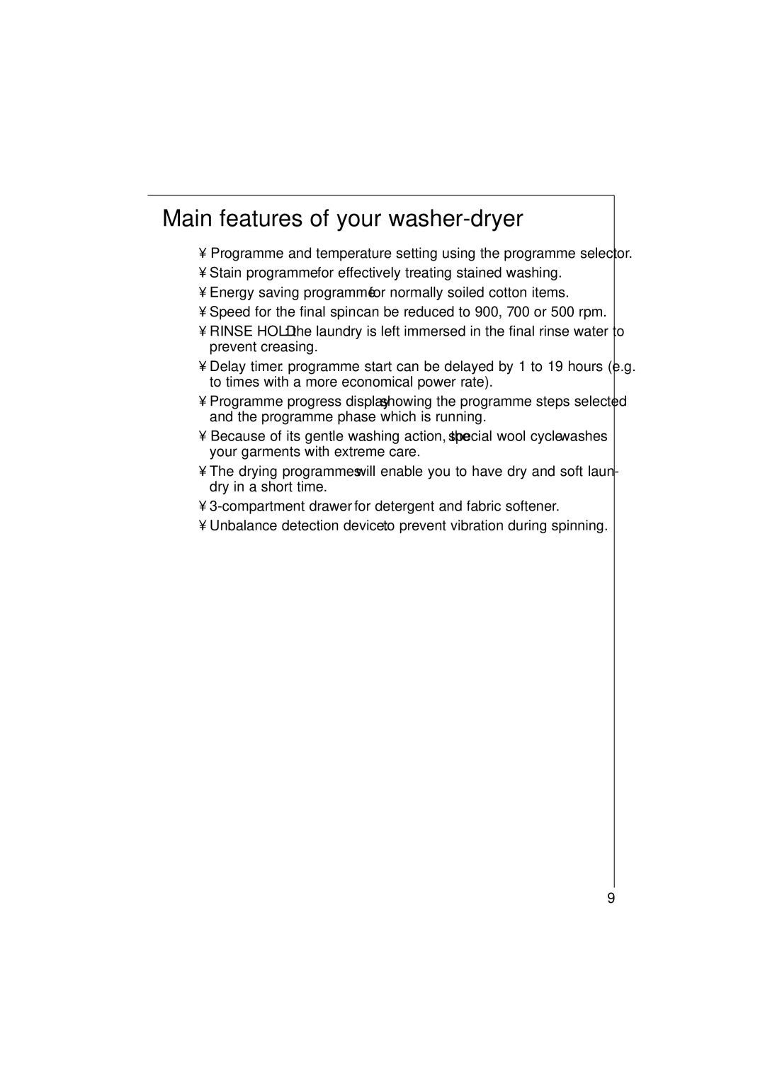 AEG 1271 manual Main features of your washer-dryer 