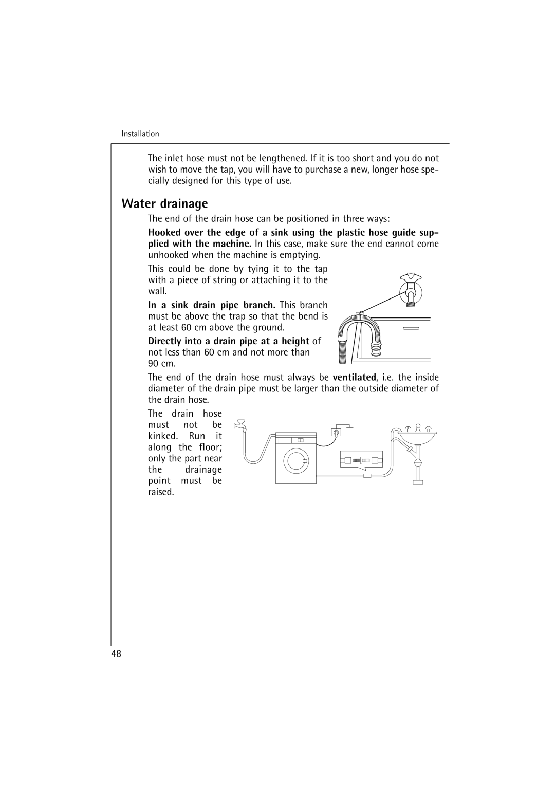 AEG 12710 manual Water drainage 