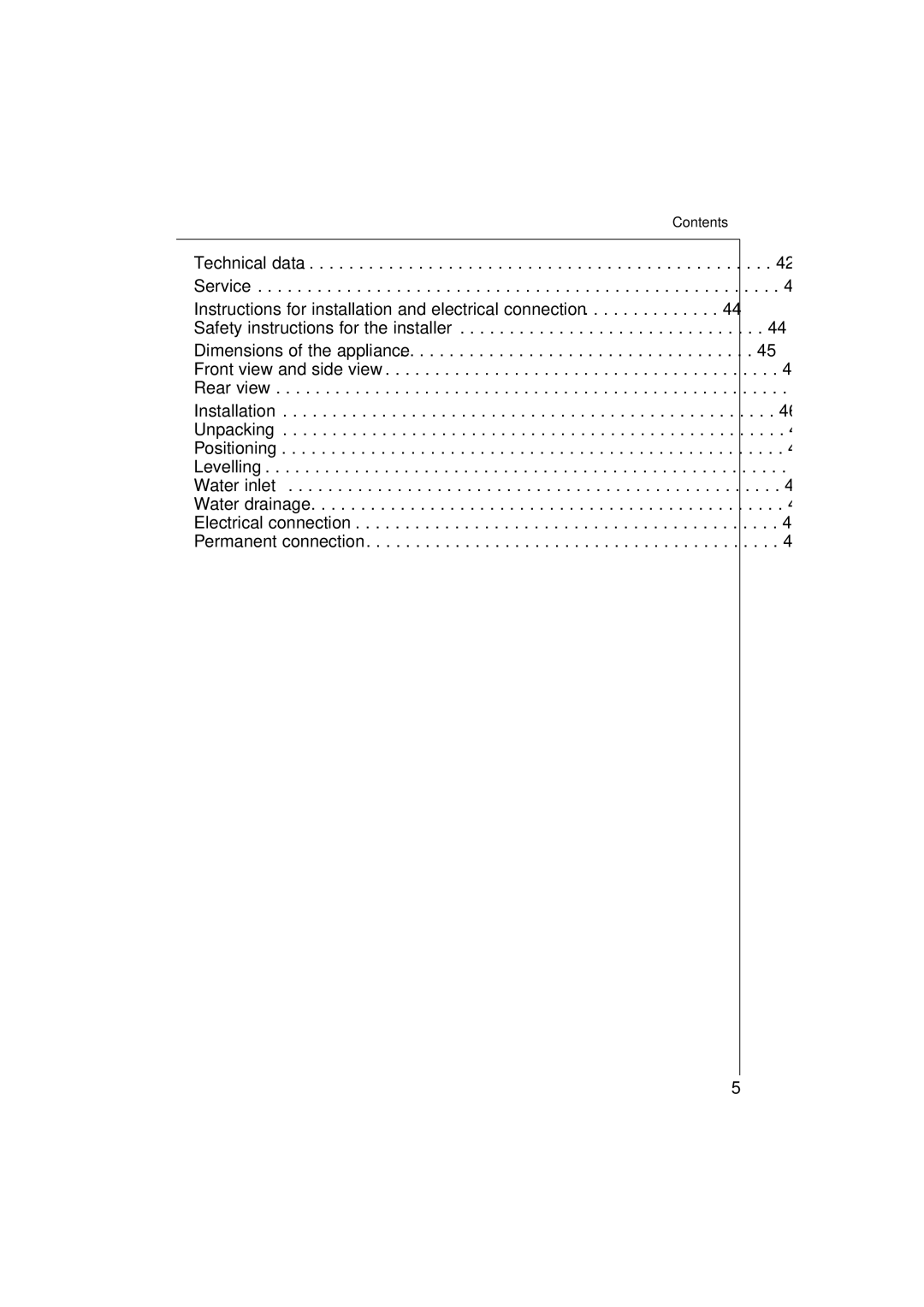 AEG 12710 manual Contents Technical data Service 