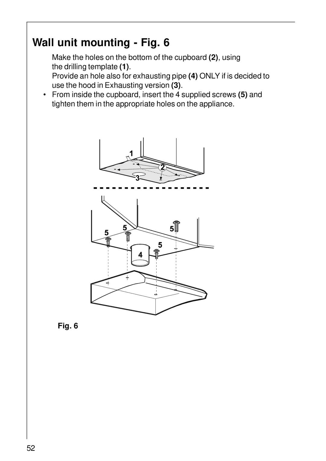 AEG 1400 D installation instructions Wall unit mounting Fig 