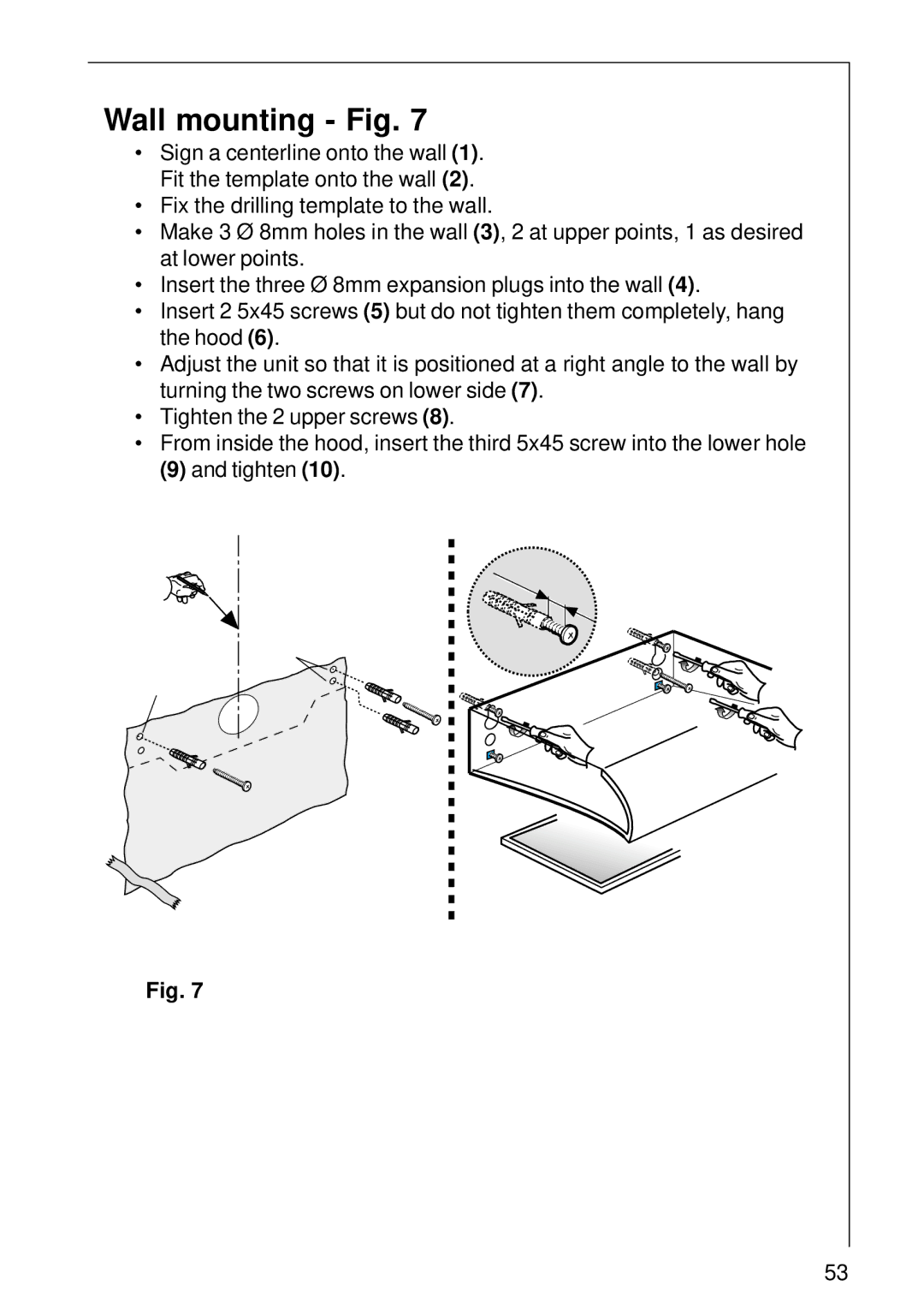 AEG 1400 D installation instructions Wall mounting Fig 