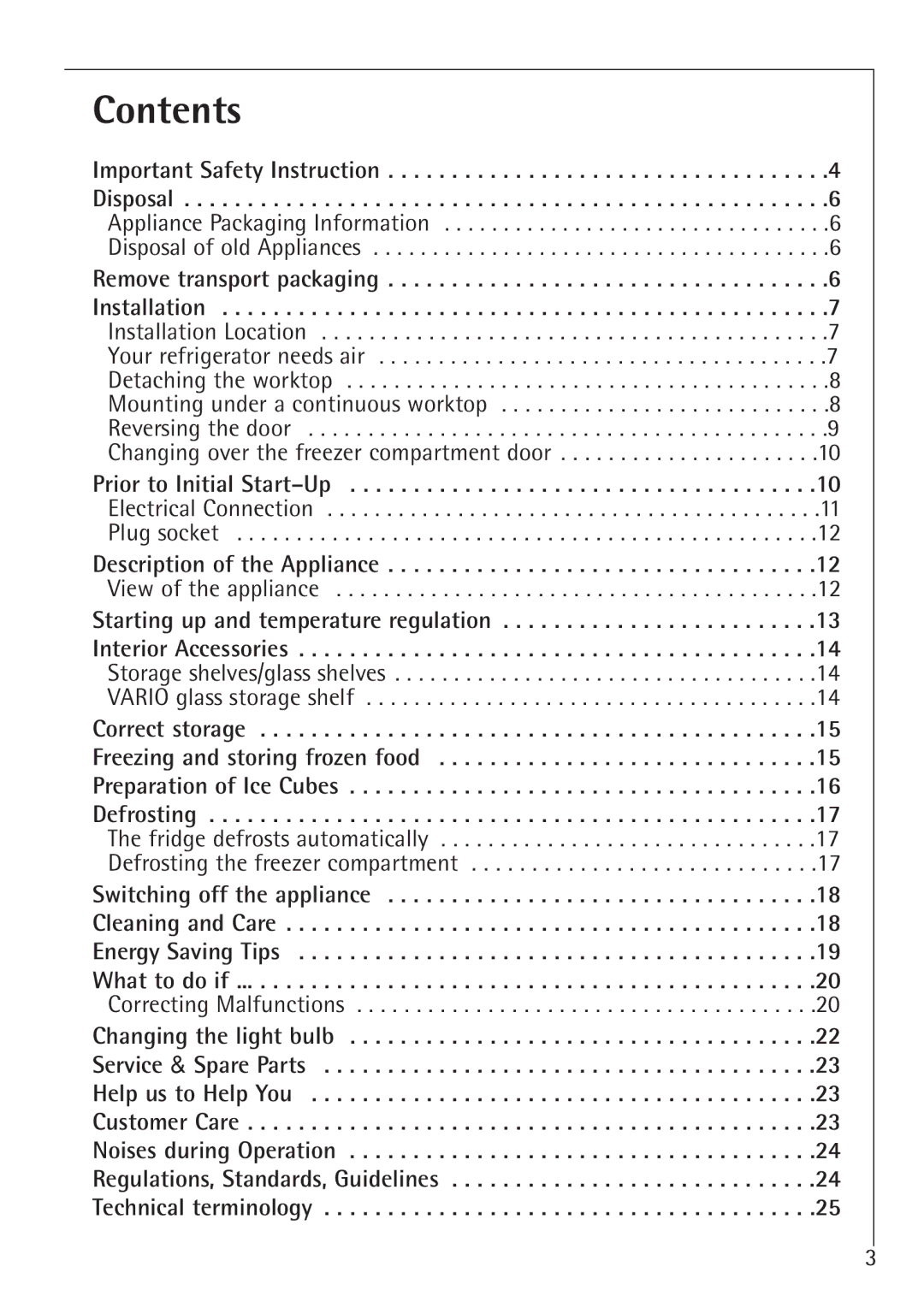 AEG 1450-7 TK manual Contents 