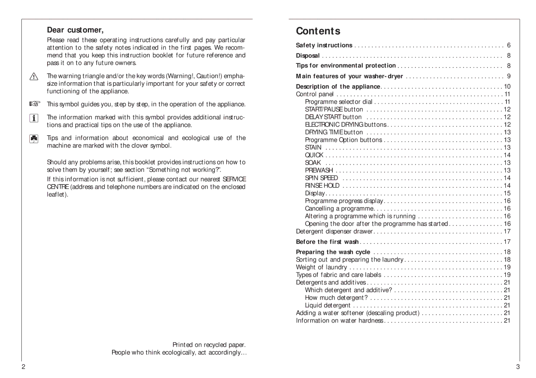 AEG 14800 manual Contents 