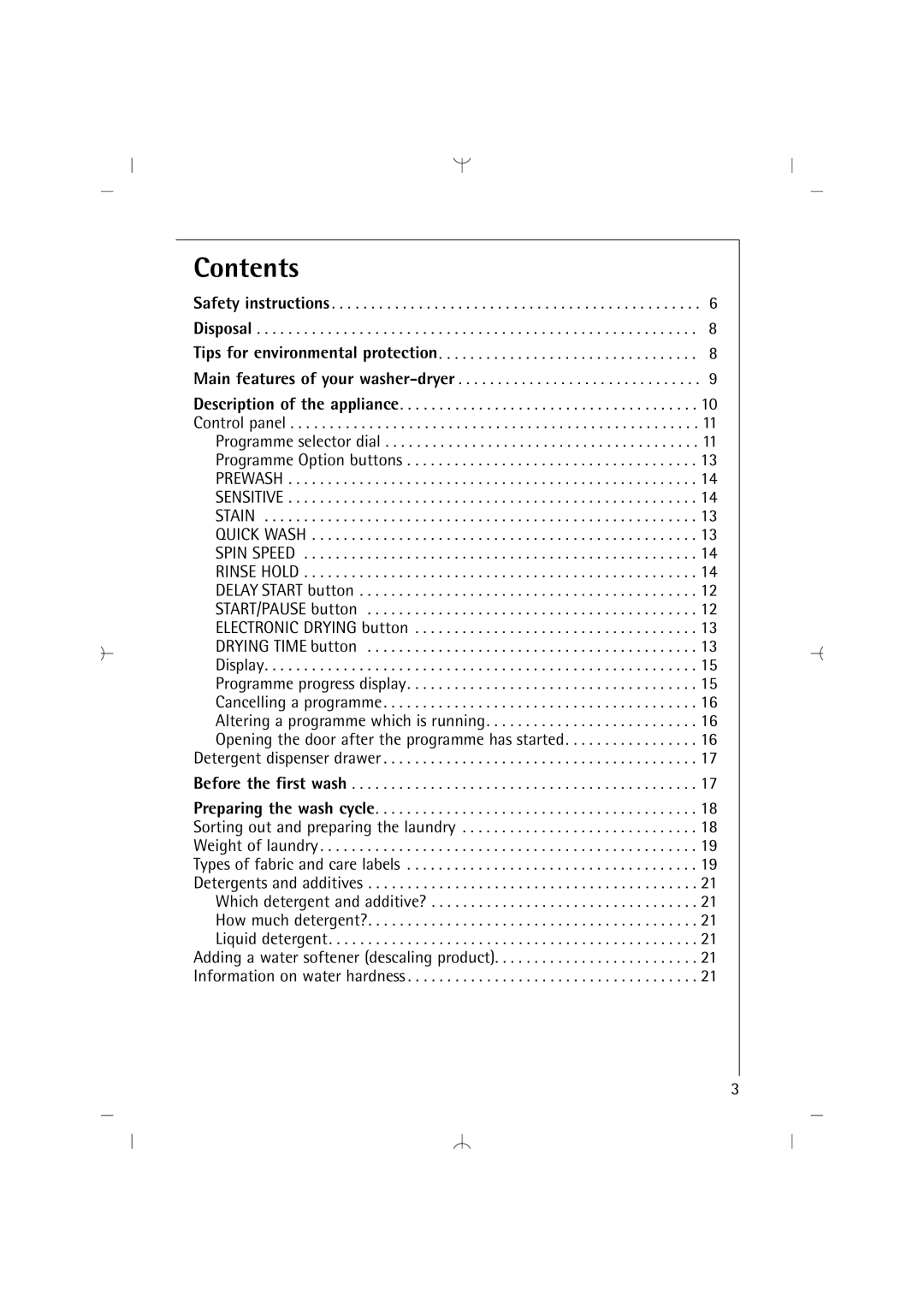 AEG 14820 manual Contents 