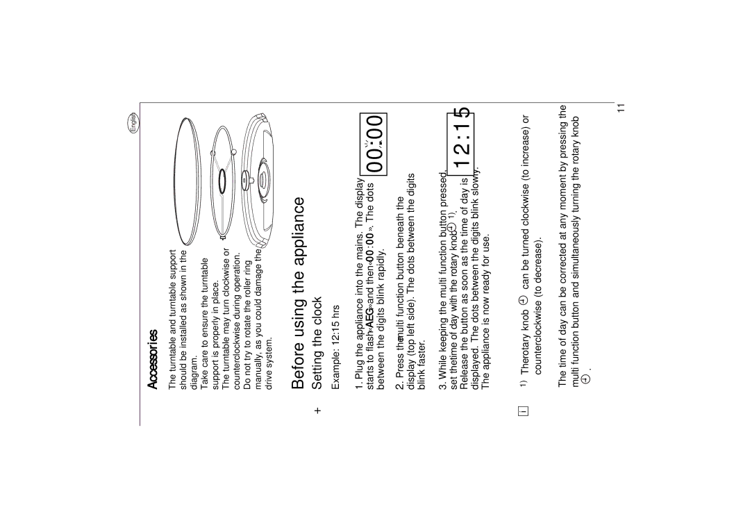 AEG 153 E manual Before using the appliance, Accessories, Setting the clock, Example 1215 hrs 