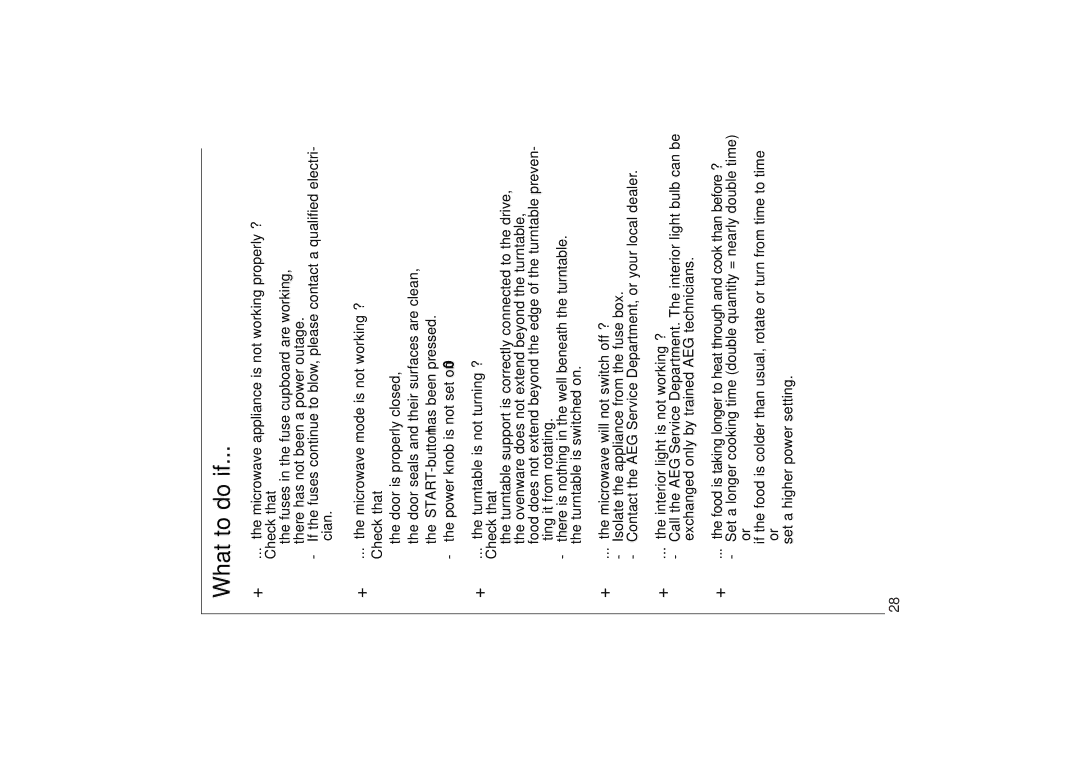 AEG 153 E manual What to do if 