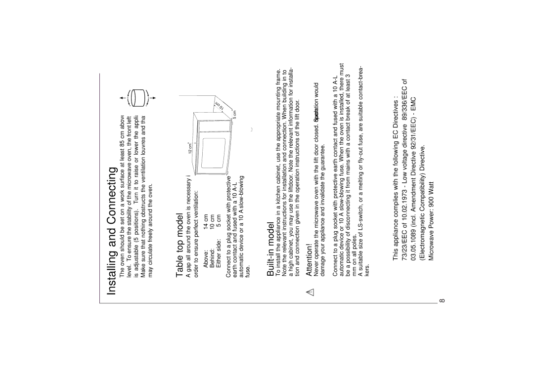 AEG 153 E manual Installing and Connecting, Table top model, Built-in model 